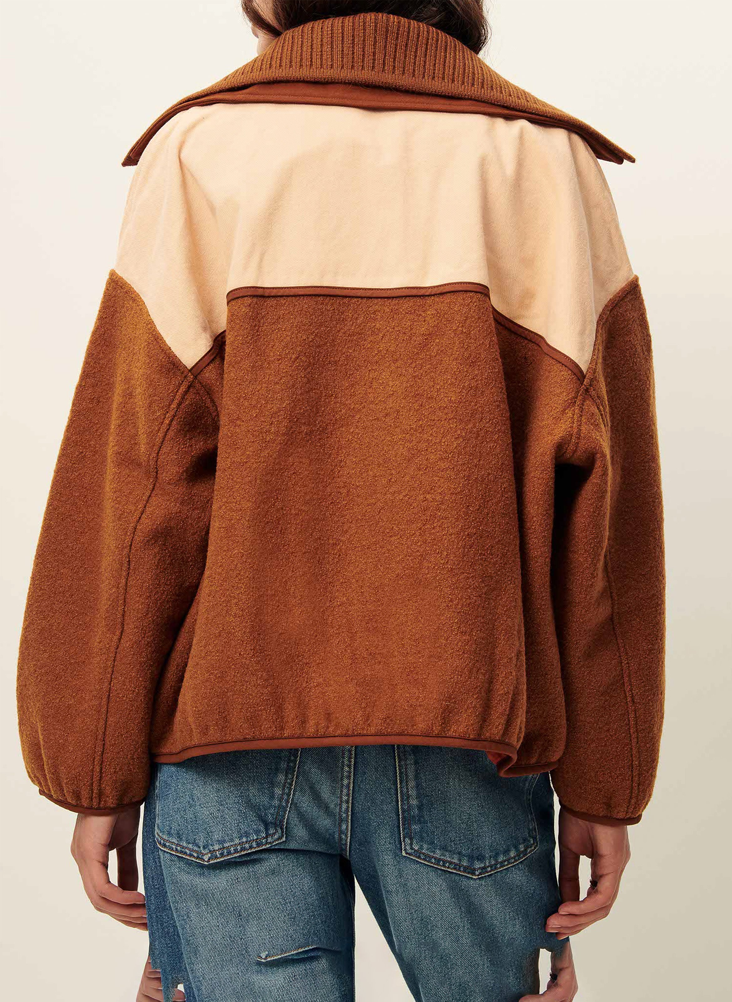 Blouson col classique amovible en laine SESSUN Marron