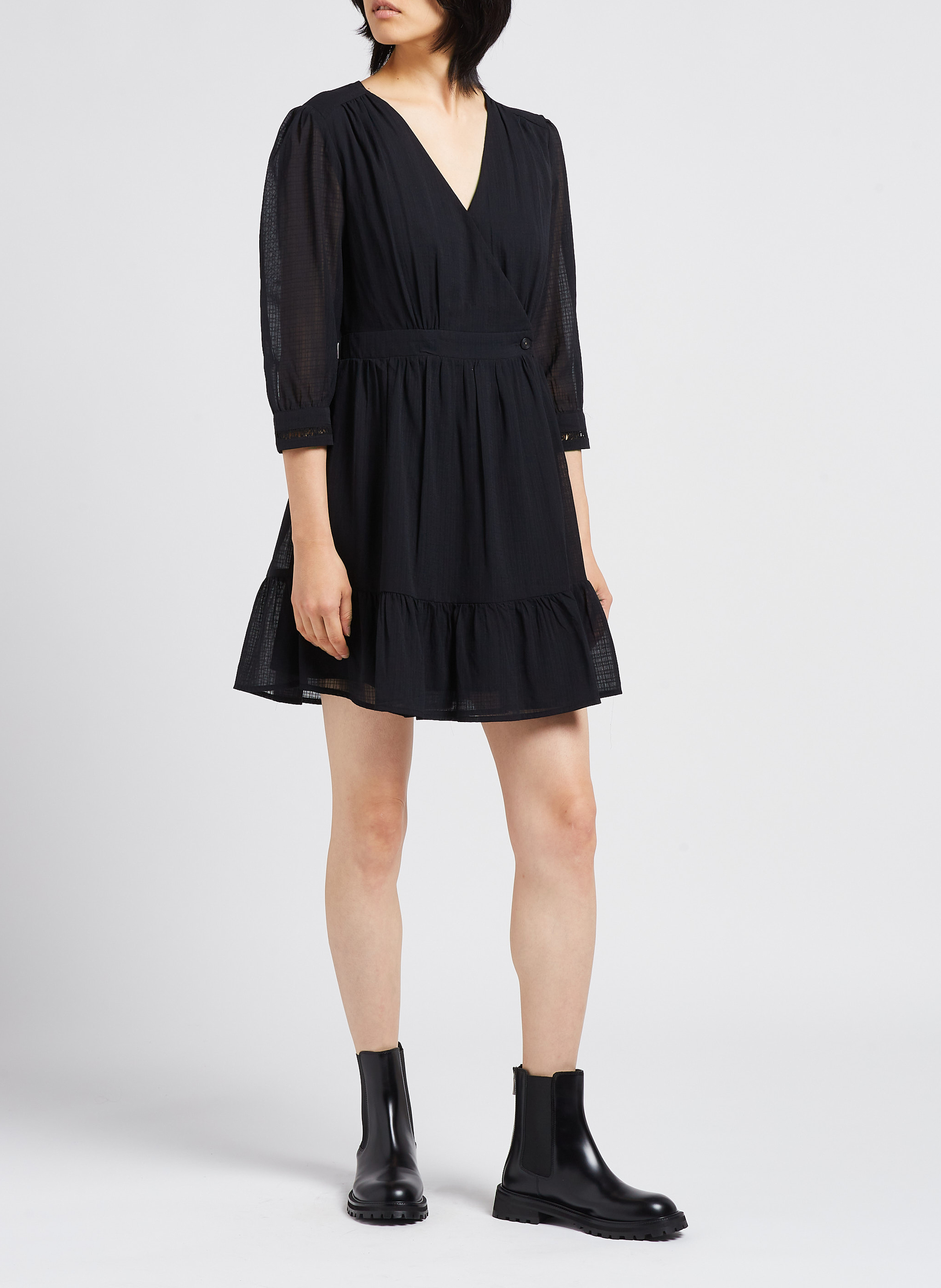 Fitted V-neck dress SCOTCH AND SODA Black