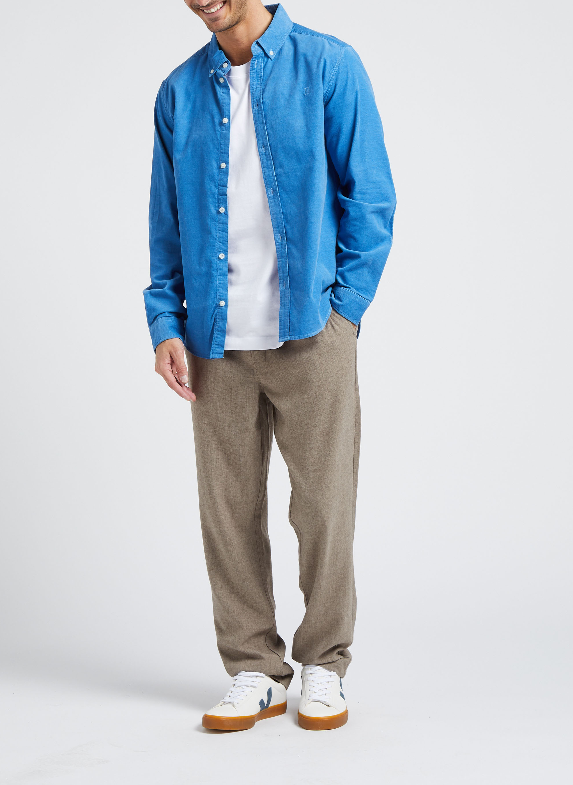 Katoenen overhemd met Amerikaanse kraag LES DEUX Blauw