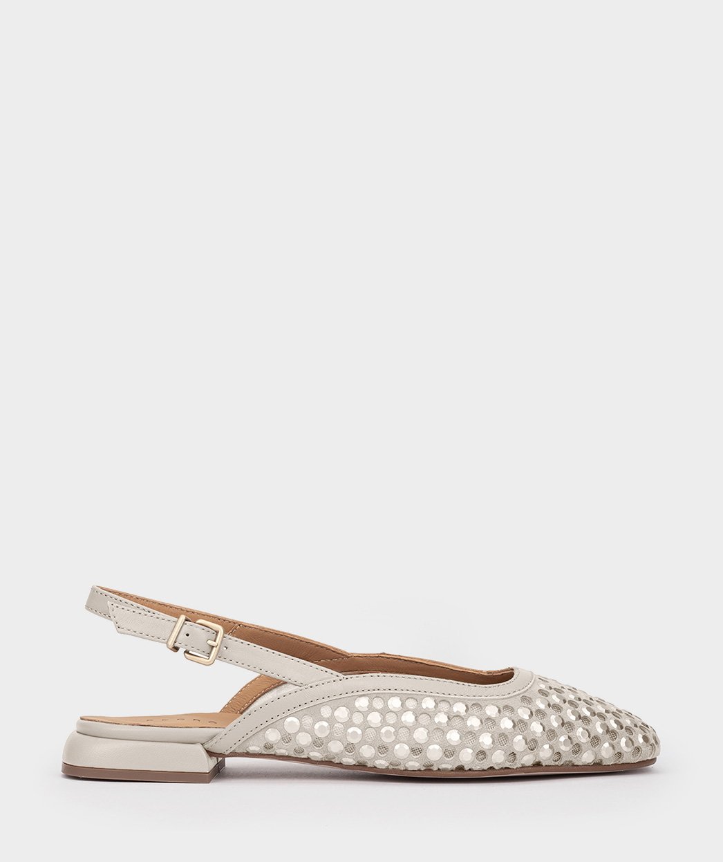 Ballet flats with back strap in gray leather PEDRO MIRALLES Grey