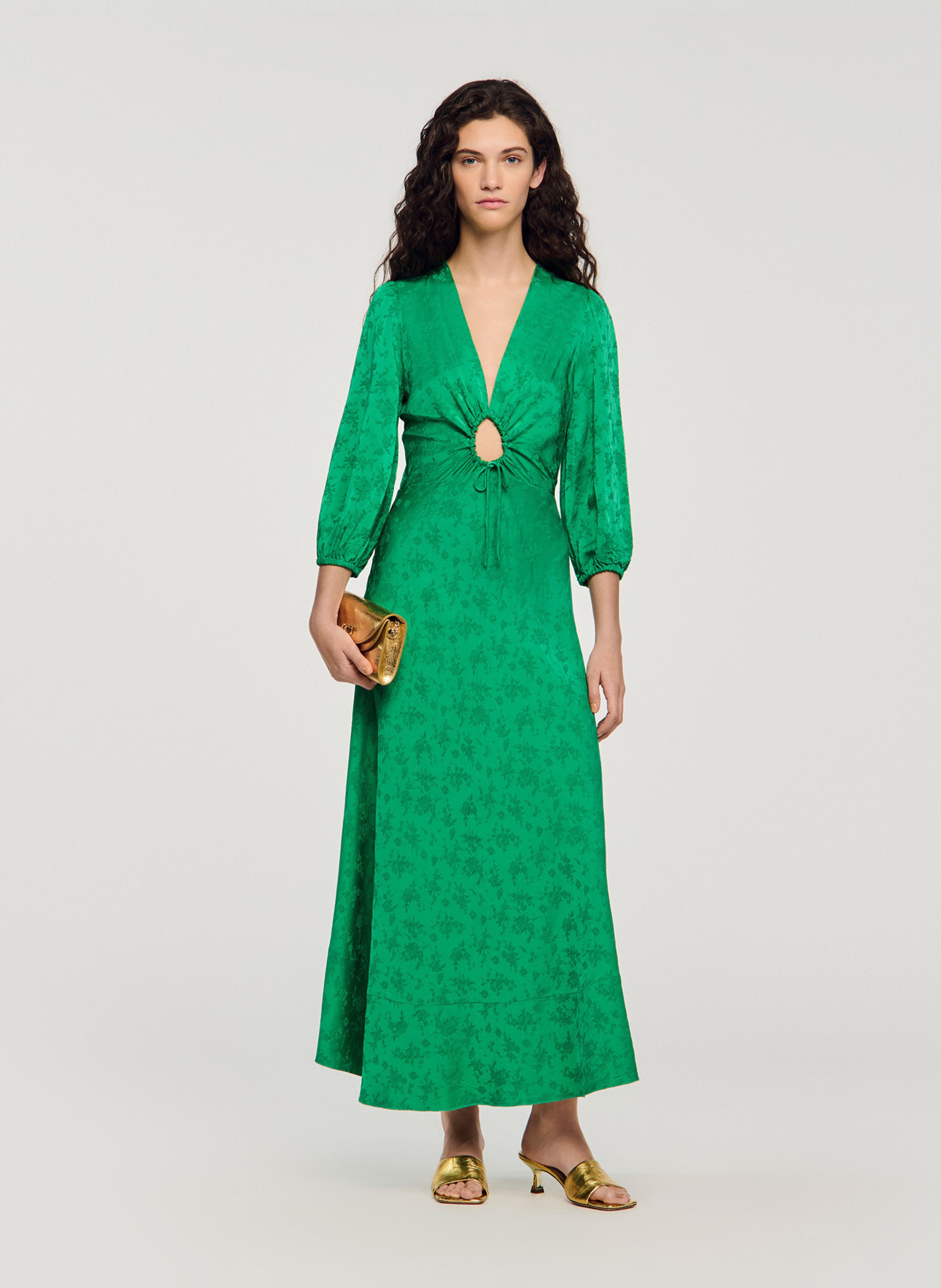 Robe longue décolleté  SANDRO Vert