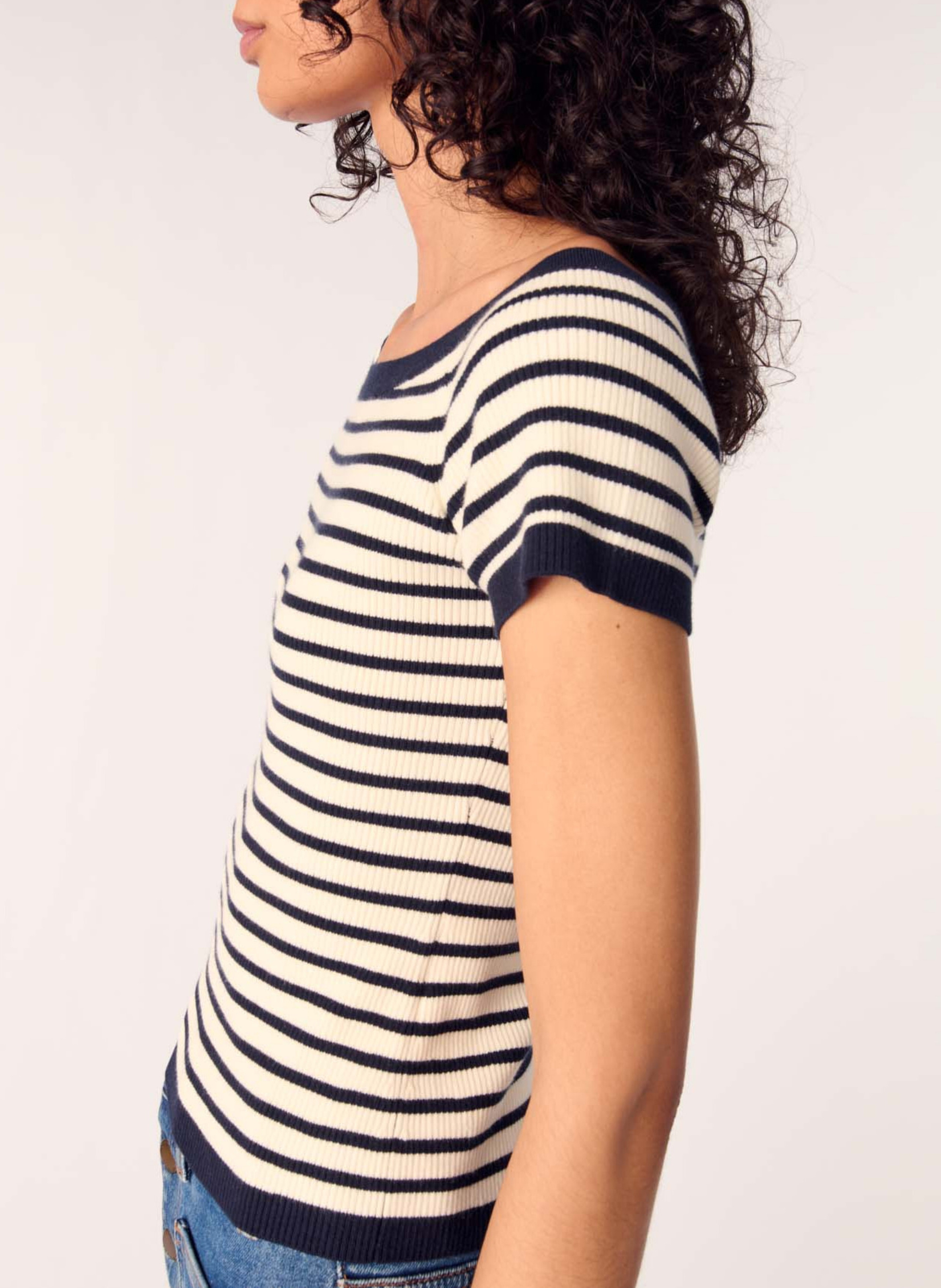 Top moulant col bateau MAJE Bleu