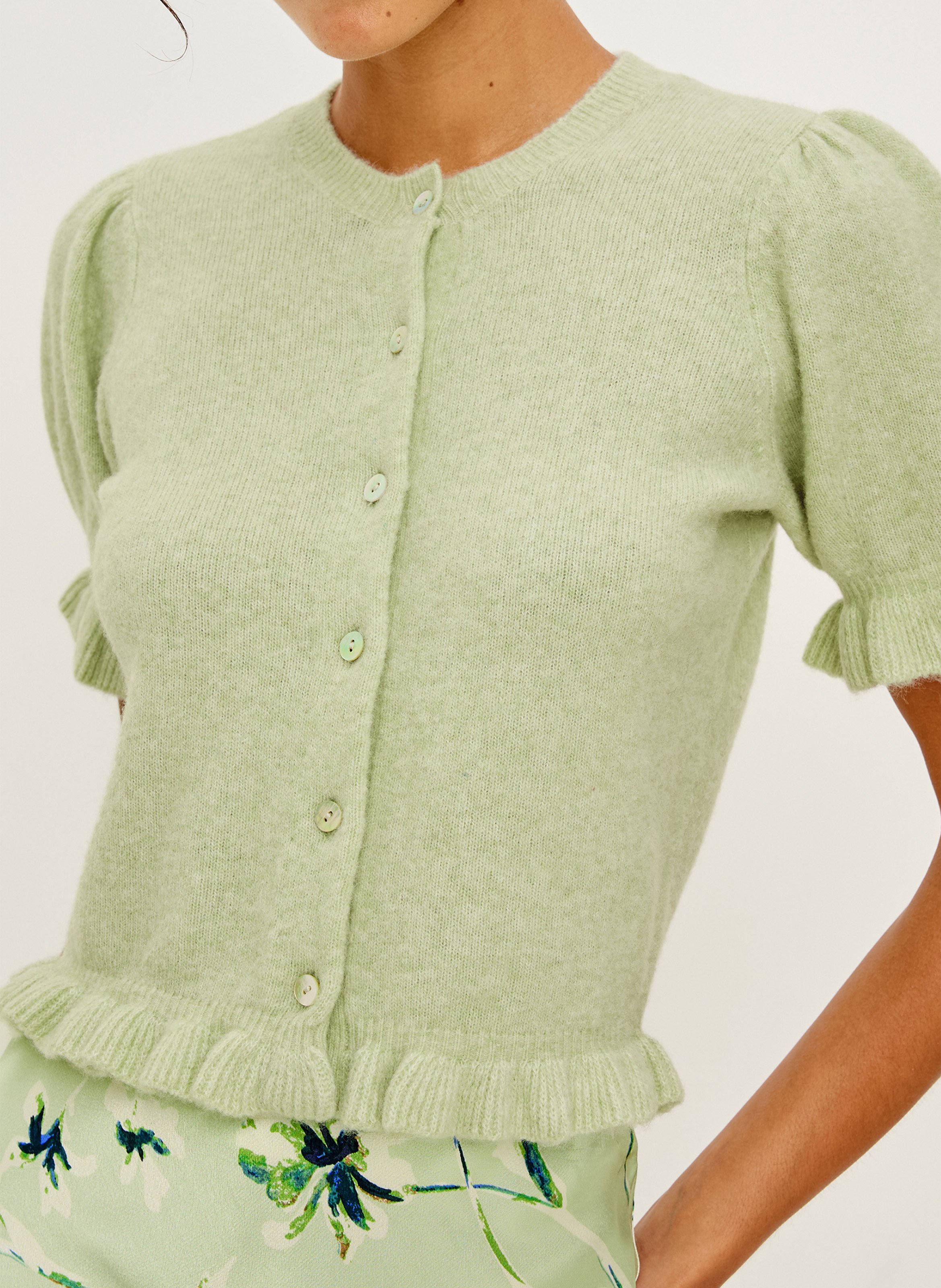 Recht gebreid vest met ronde hals RAILS Groen