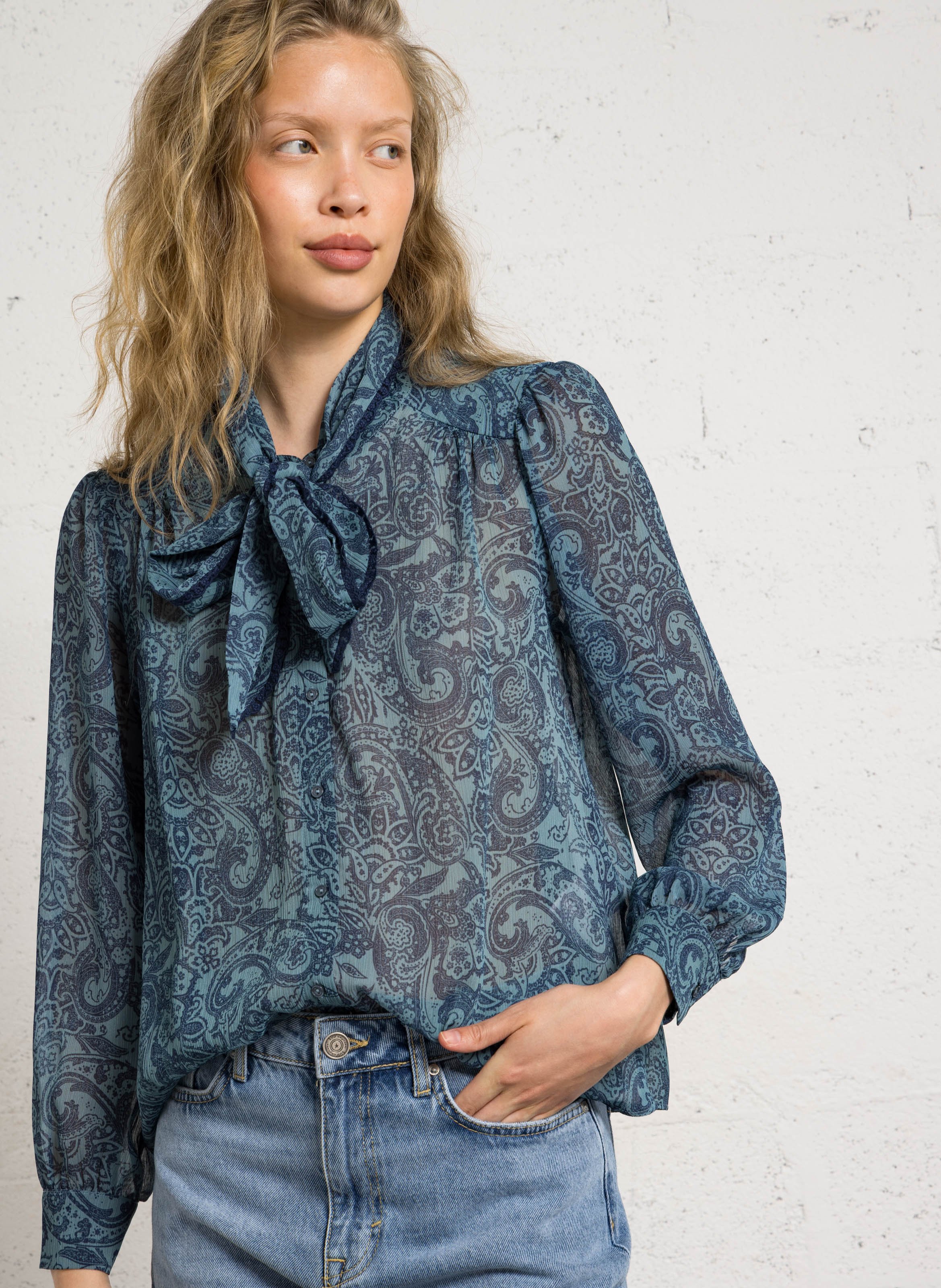 Blouse imprimée col rond  SUD EXPRESS Bleu