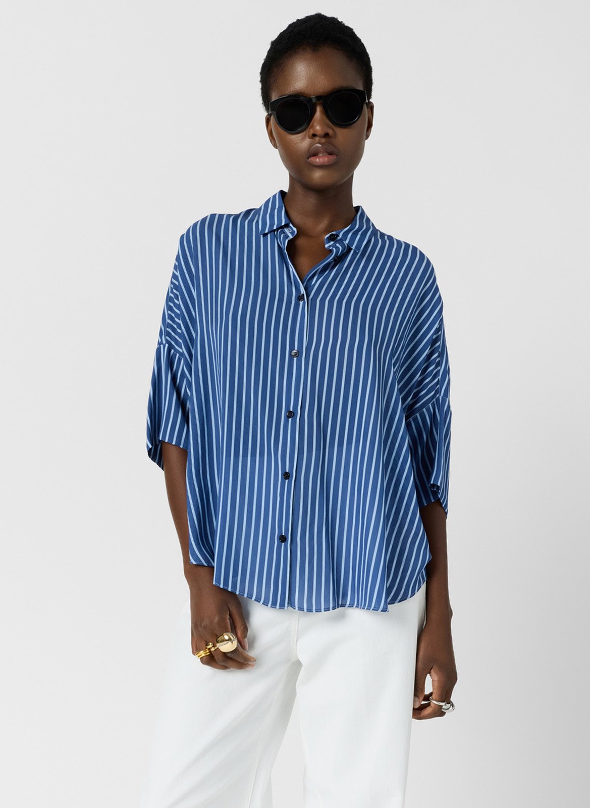 Oversize Bluse mit 3/4-Ärmeln gestreift GERARD DAREL Blau