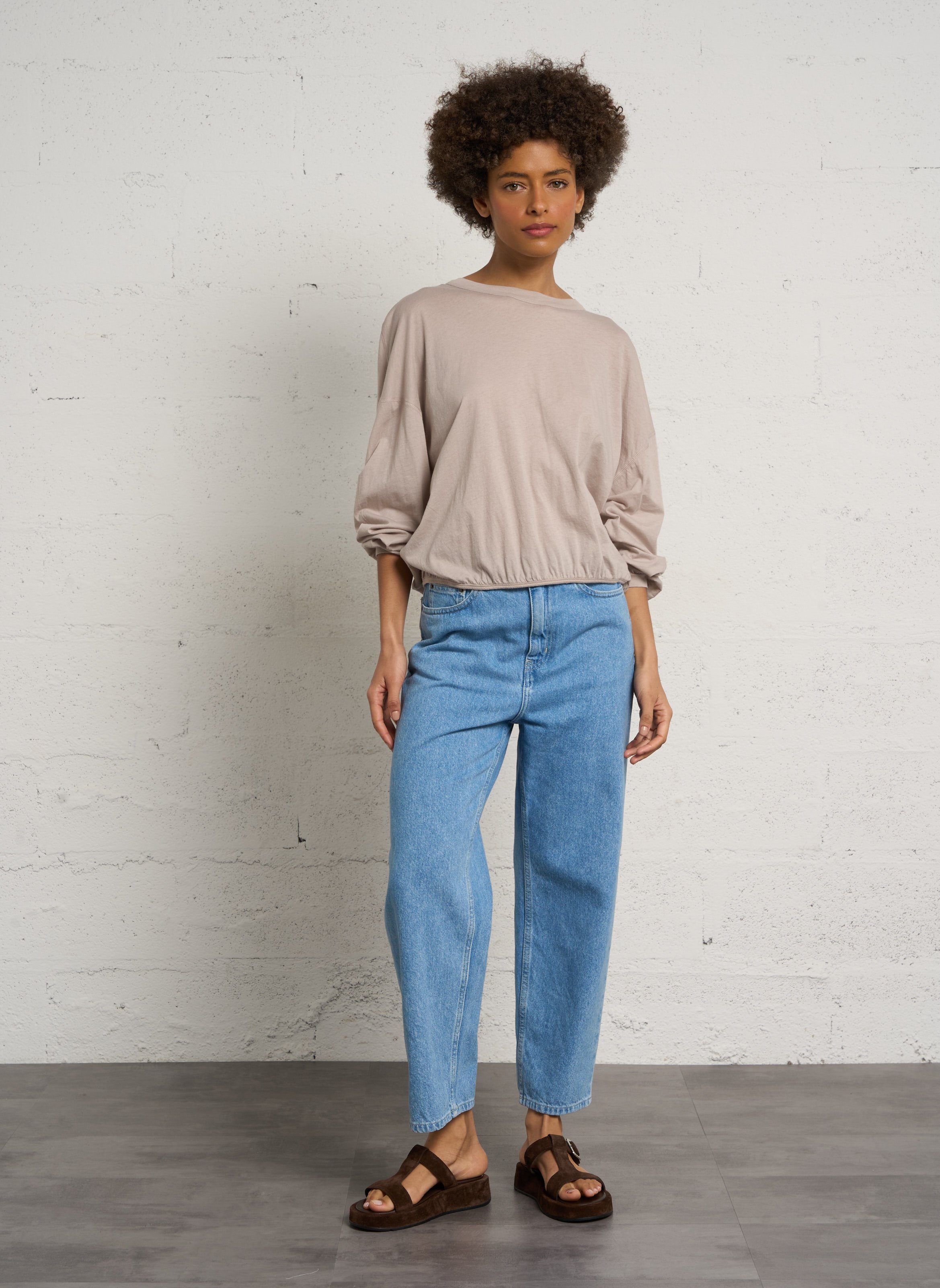 Oversize T-Shirt aus Baumwolle AMERICAN VINTAGE Beige