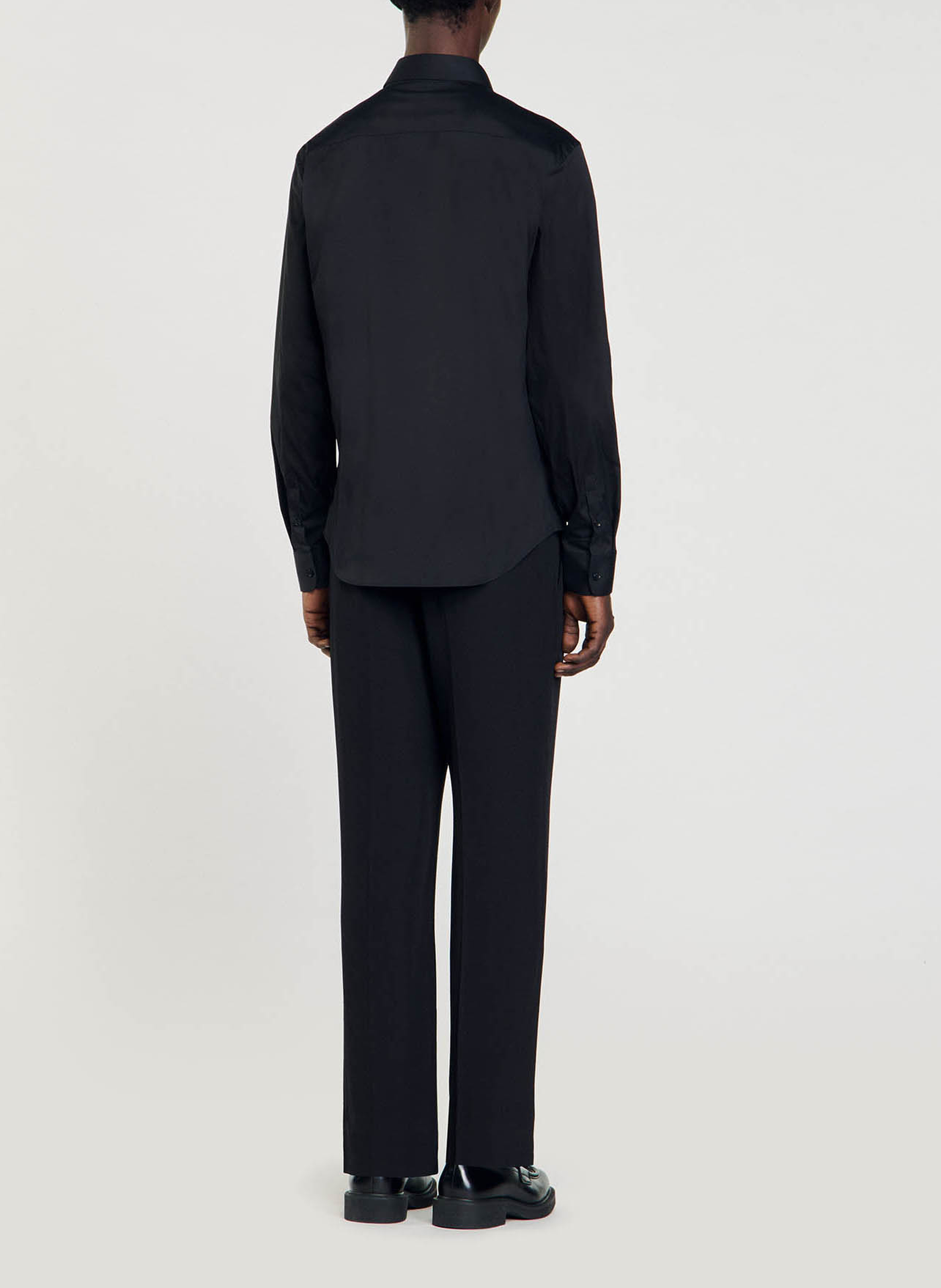 Slim-fit overhemd van stretchkatoen SANDRO Zwart