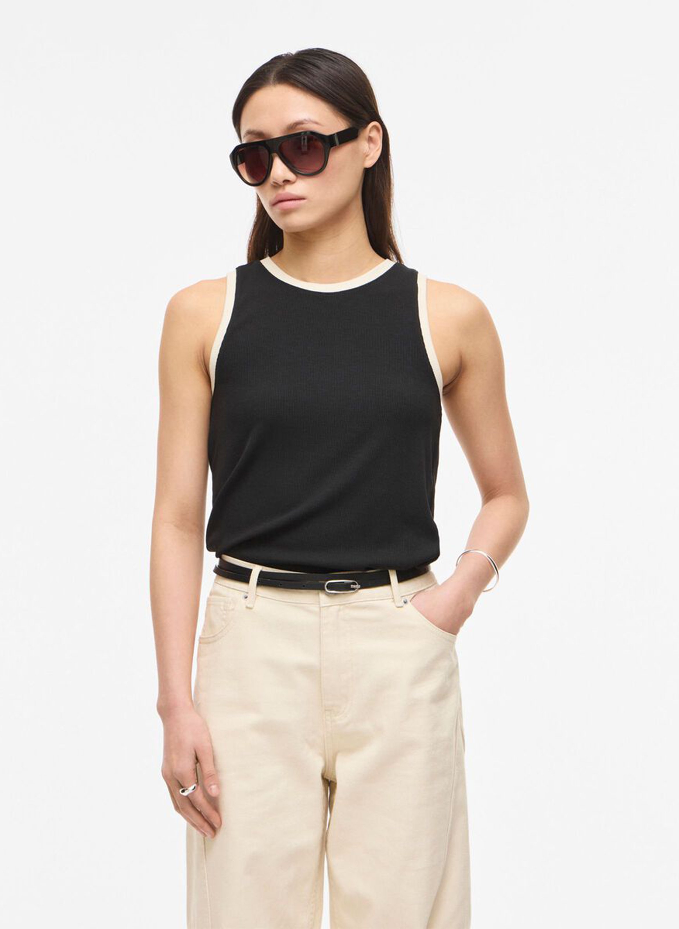 Débardeur droit col rond ROUGE EDIT Gris