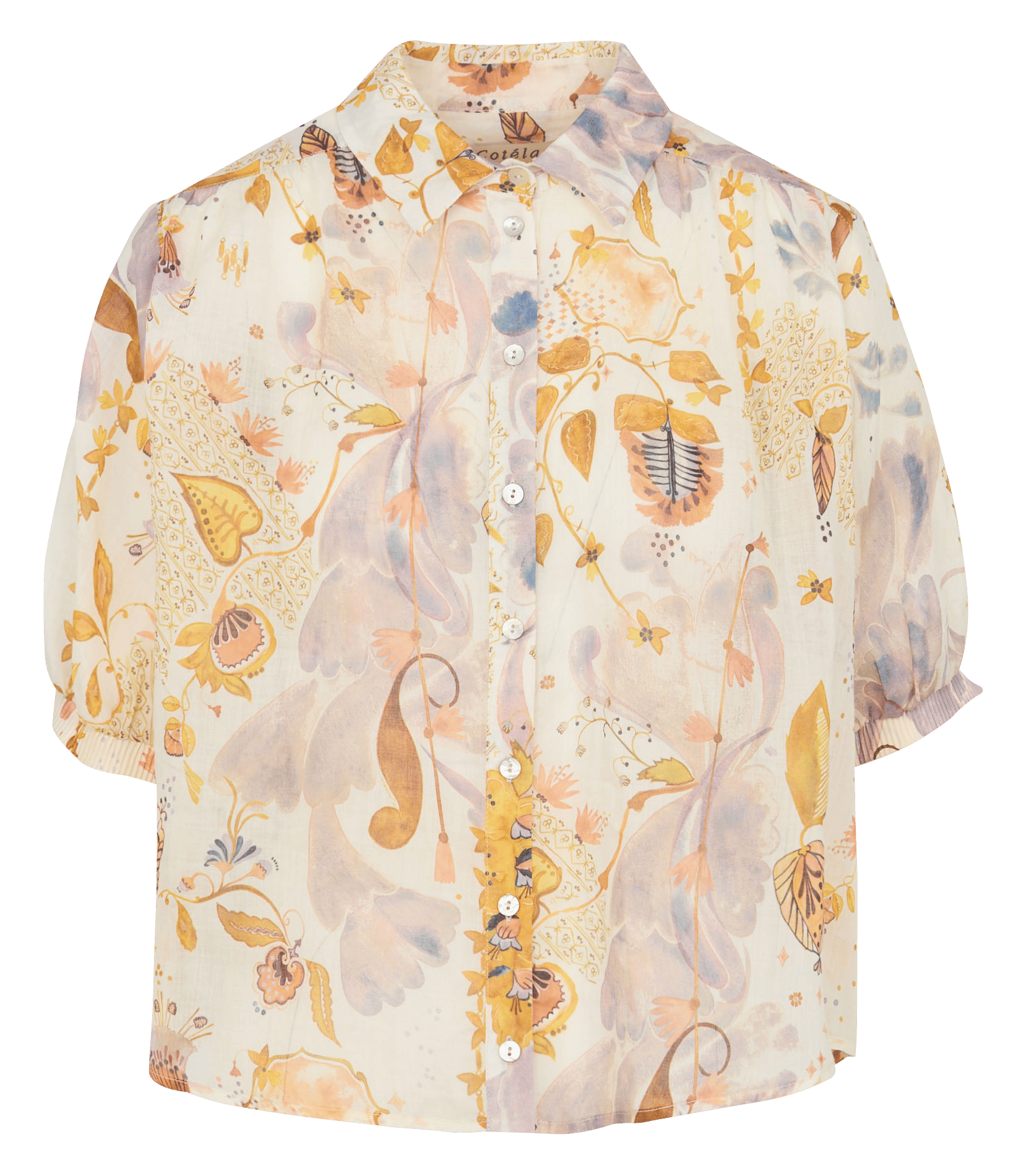 Oversized printed shirt with classic collar COTELAC White