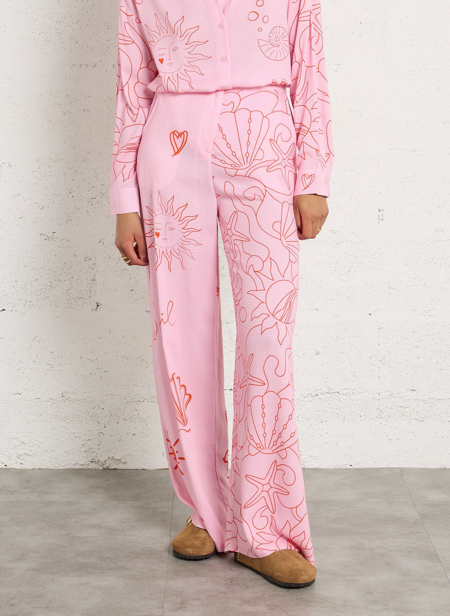 Leopard print straight pants LA PETITE ETOILE Brown