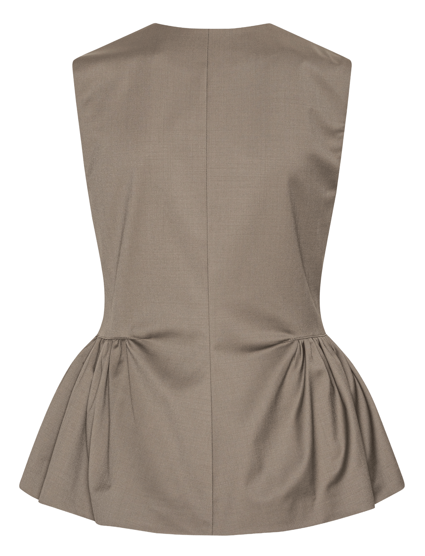 Top sans manches froncé uni ROTATE Beige