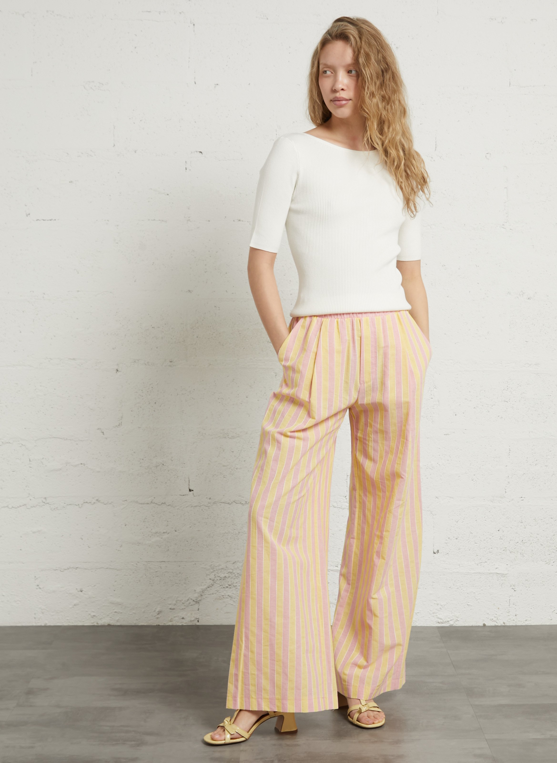 Fitted boat neck knit top MAISON 123 White