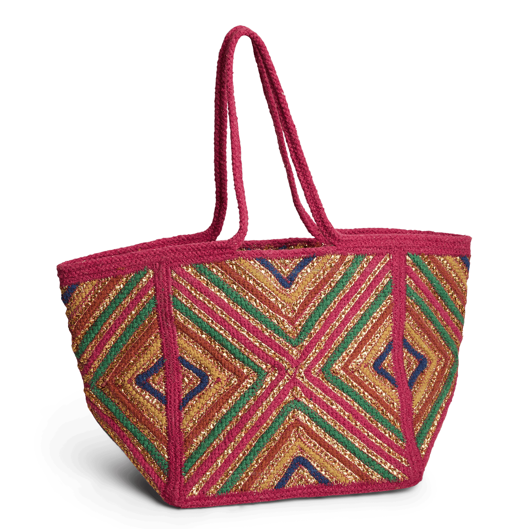 Shopper tas van jute PIECES Roze