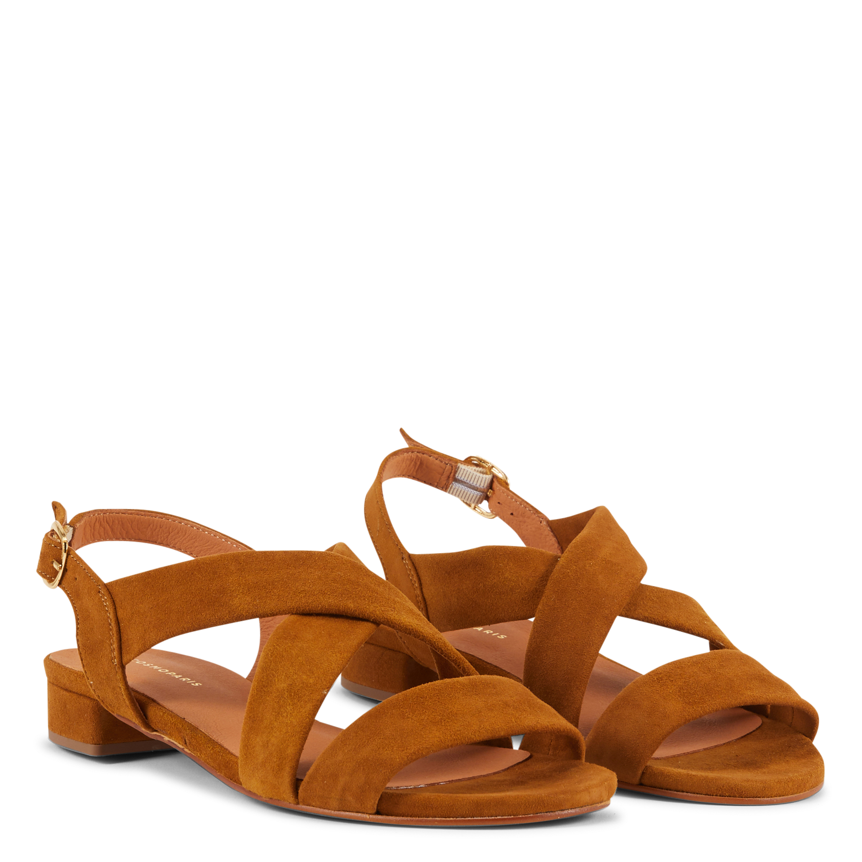 Aouda flat leather sandals COSMOPARIS Brown