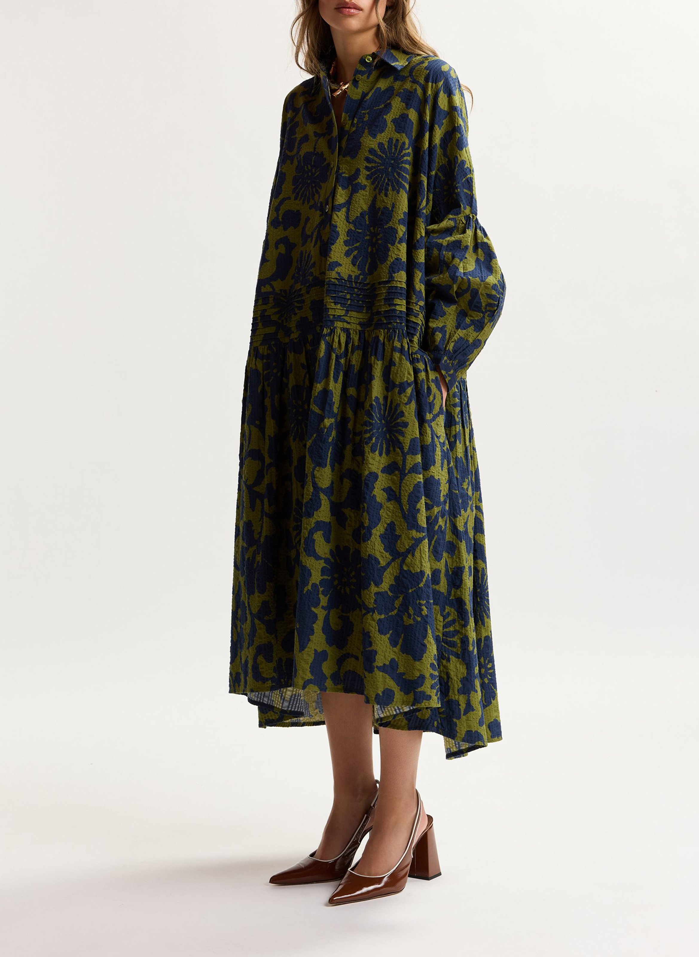 Vestido camisero amplio estampado ESSENTIEL ANTWERP Verde