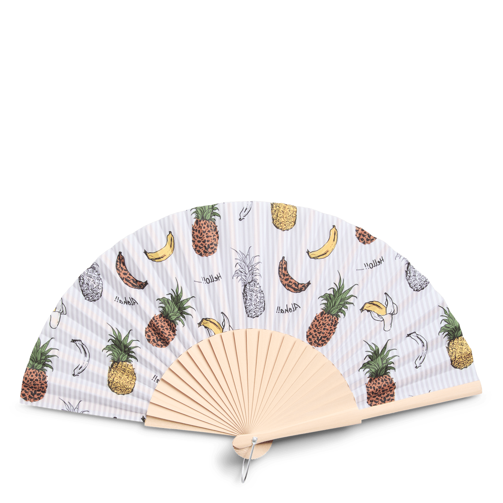 Eventail imprimé ananas  PIECES Blanc