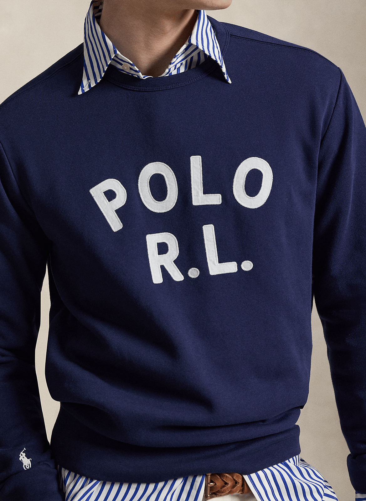 Straight-cut cotton-blend sweater with round neck POLO RALPH LAUREN Blue