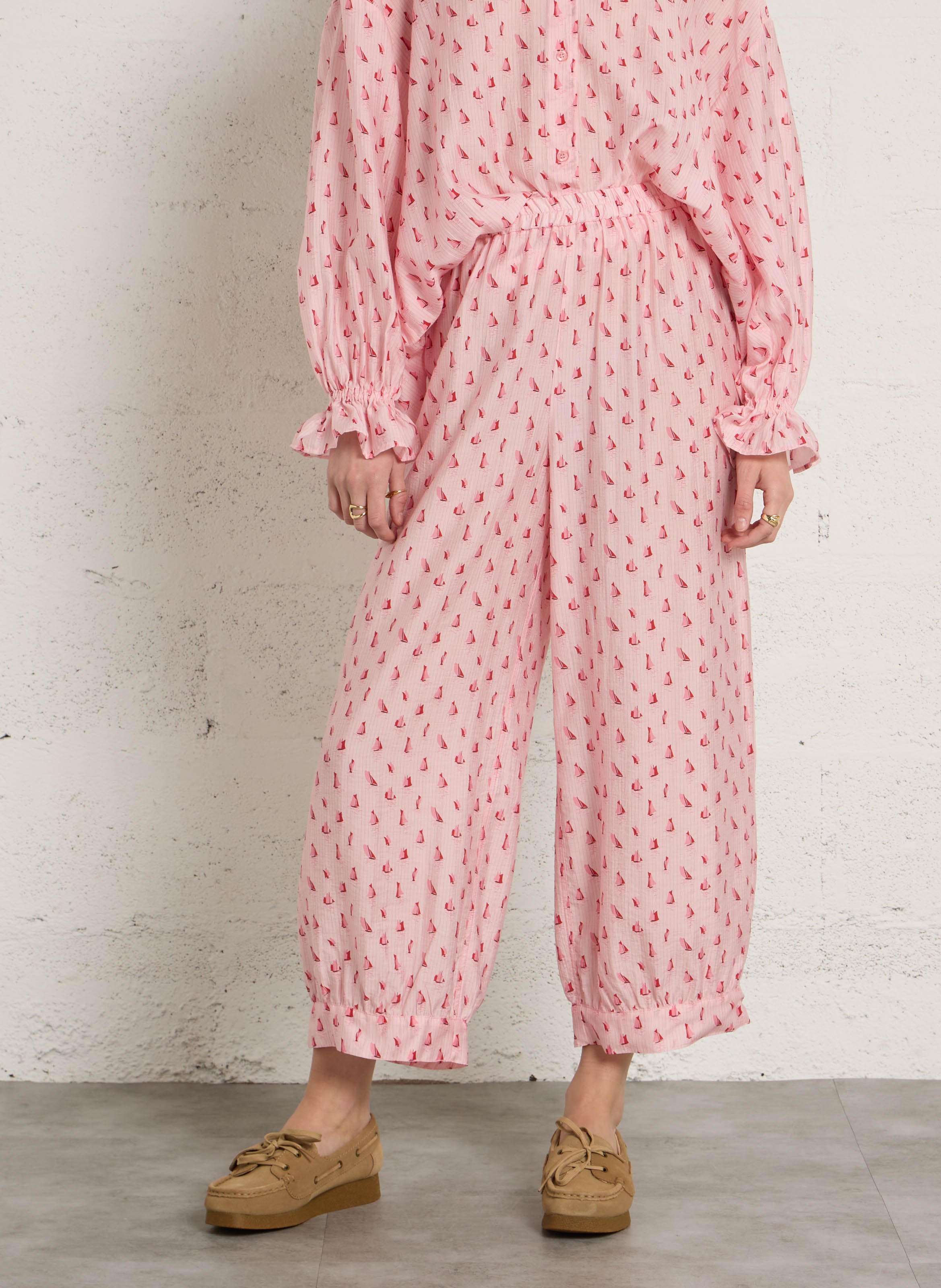Pantalon large imprimé AMERICAN VINTAGE Rose