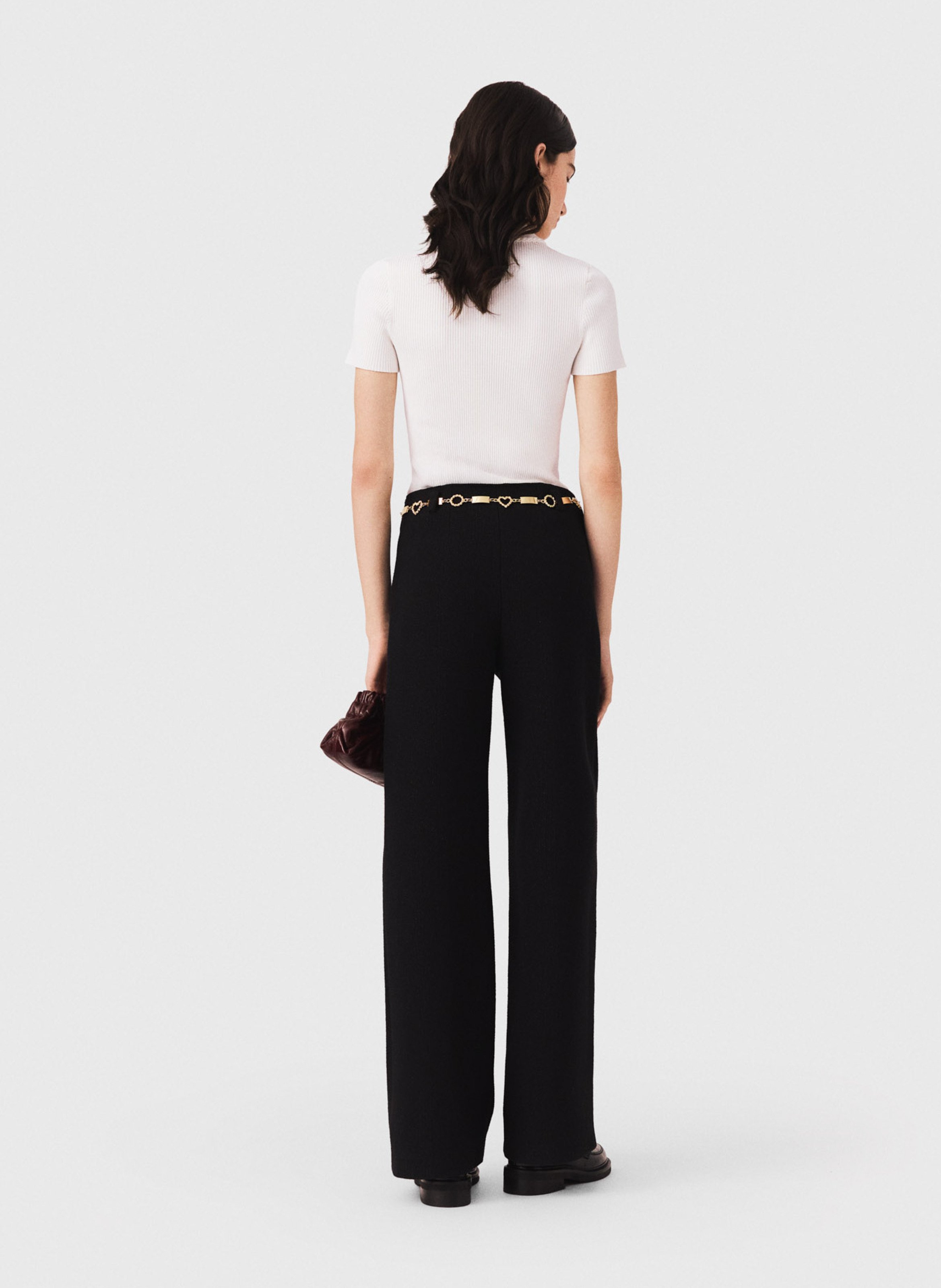 Pantalon taille haute large  MAJE Noir