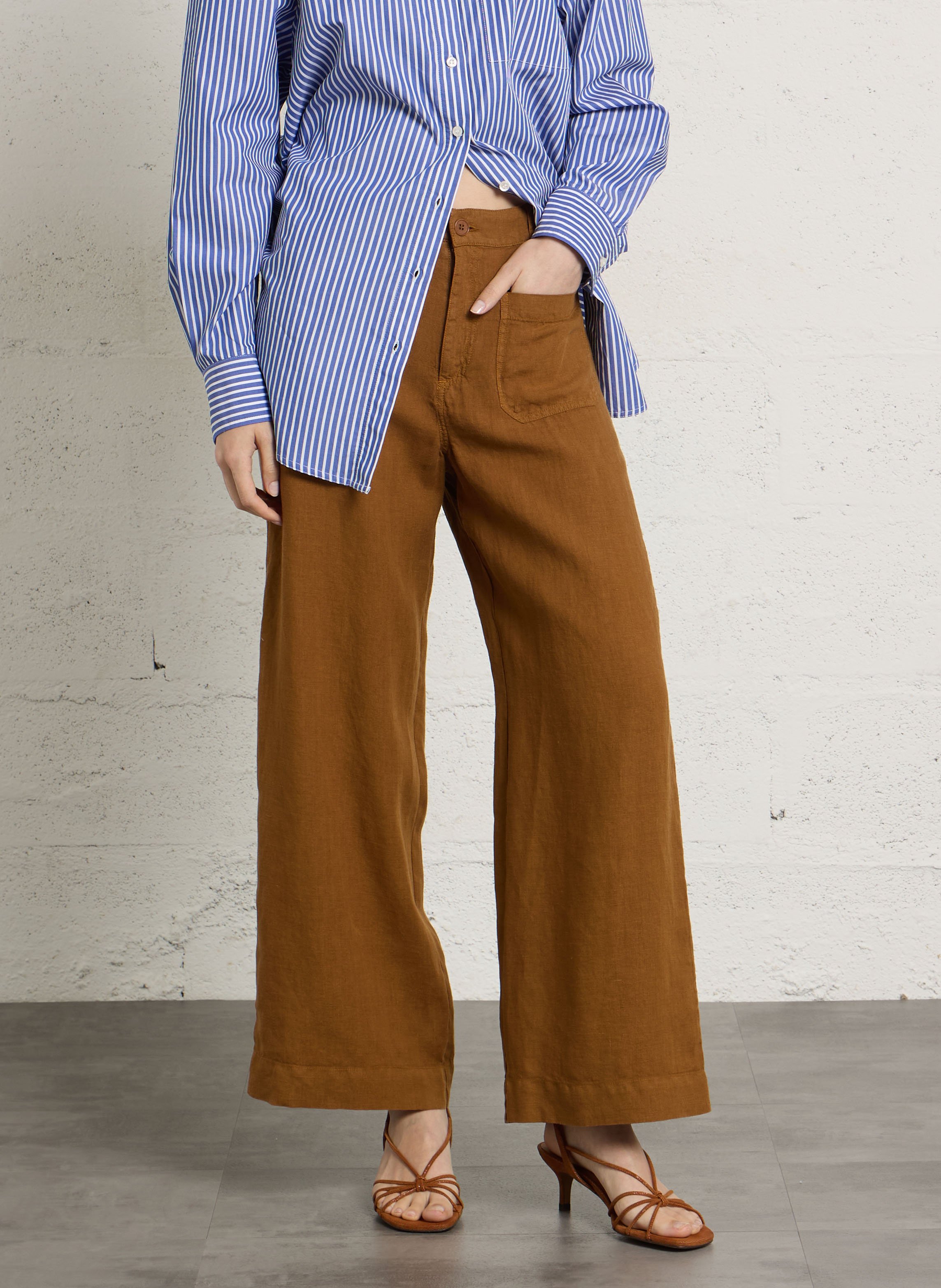 Rechte linnen pantalon BENSIMON Bruin