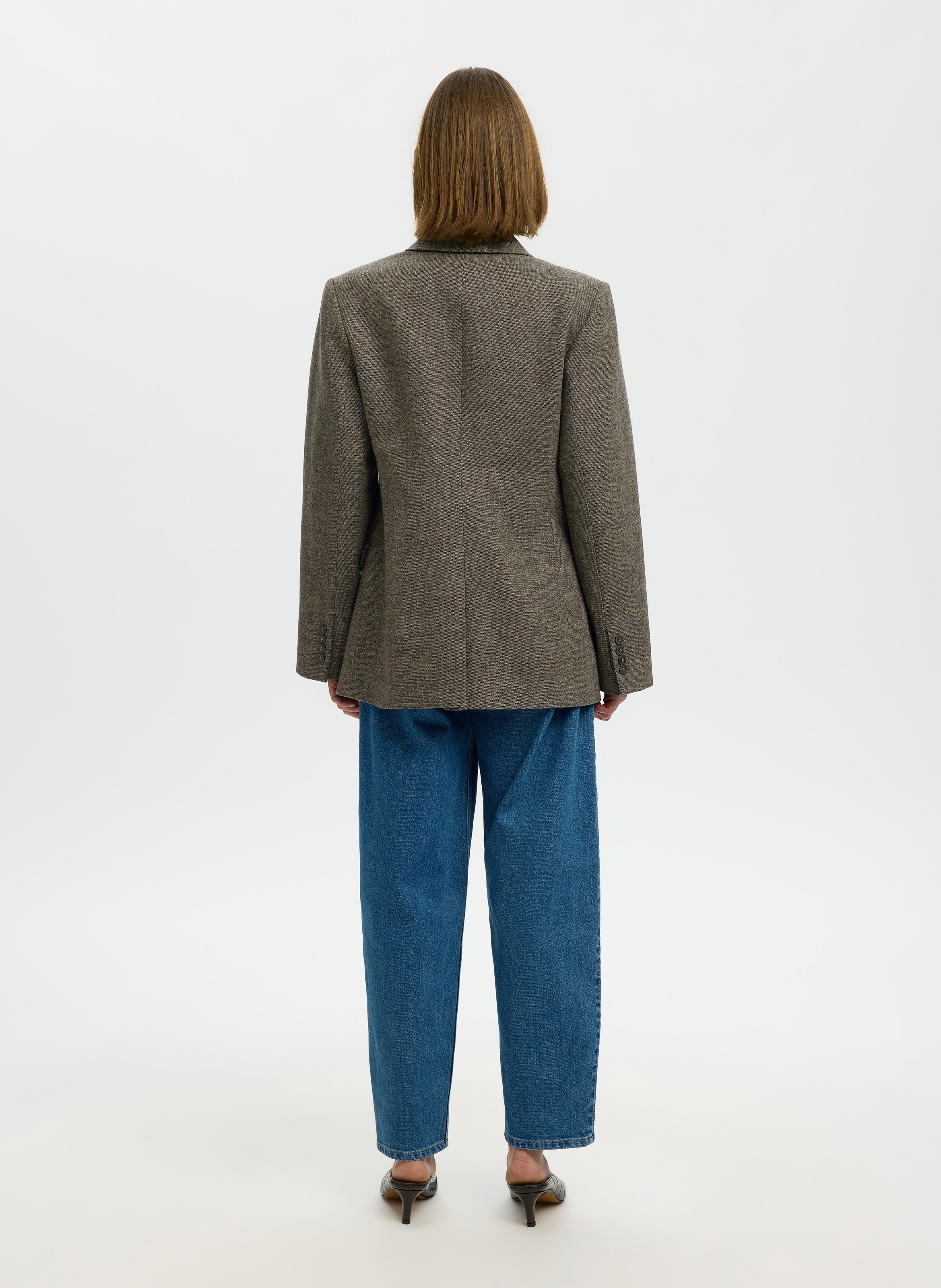 Veste droite col tailleur SELECTED Braun