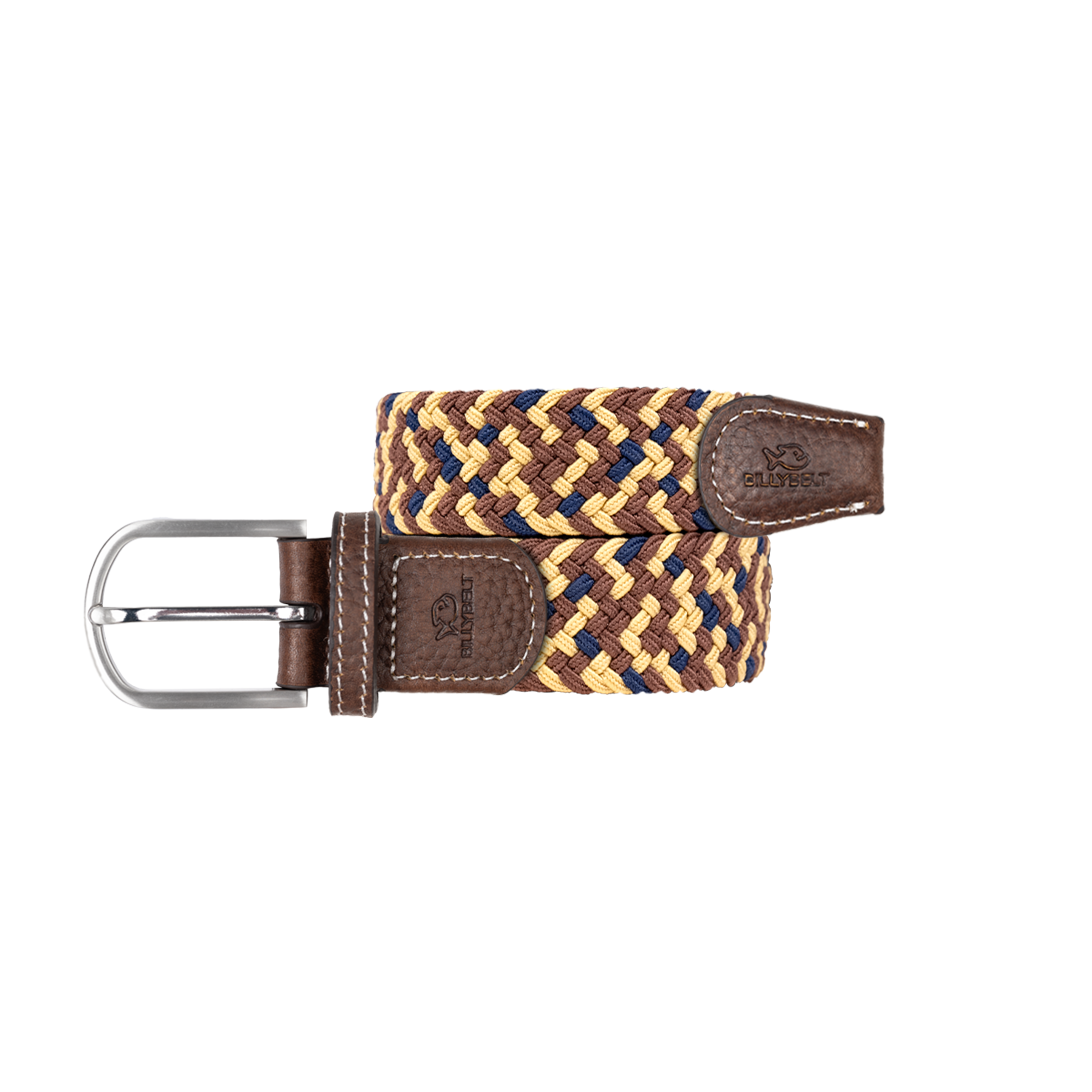 Multicolored braided elastic belt BILLYBELT Brown