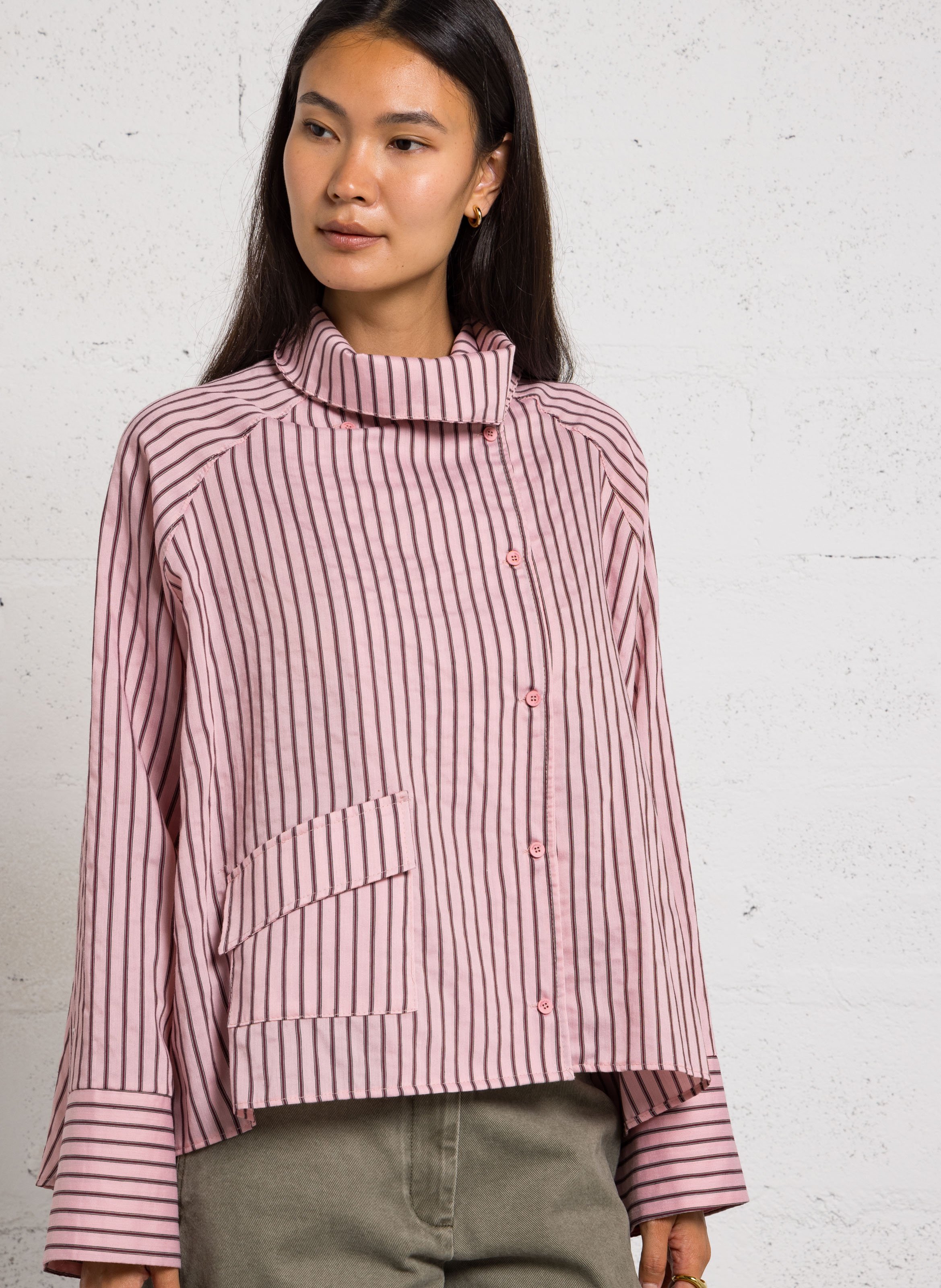 Chemise asymétrique col montant IMPERIAL Rose