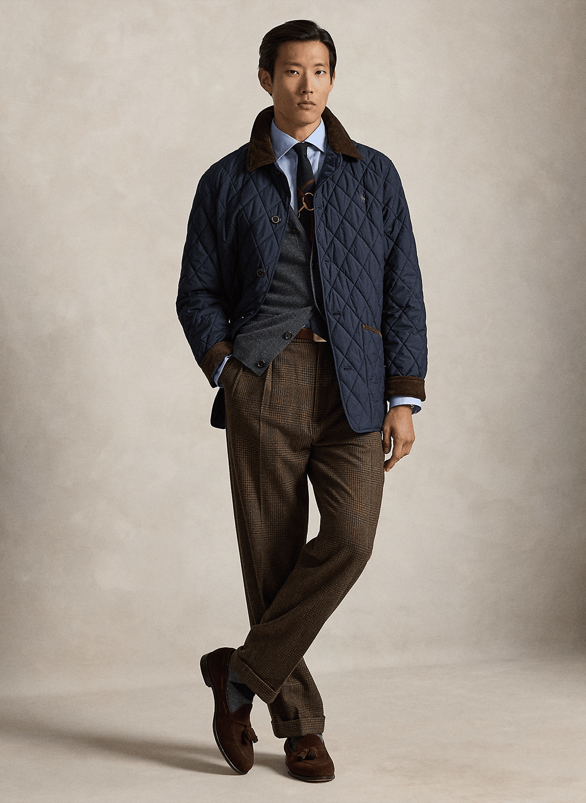 Veste droite col velours POLO RALPH LAUREN Bleu