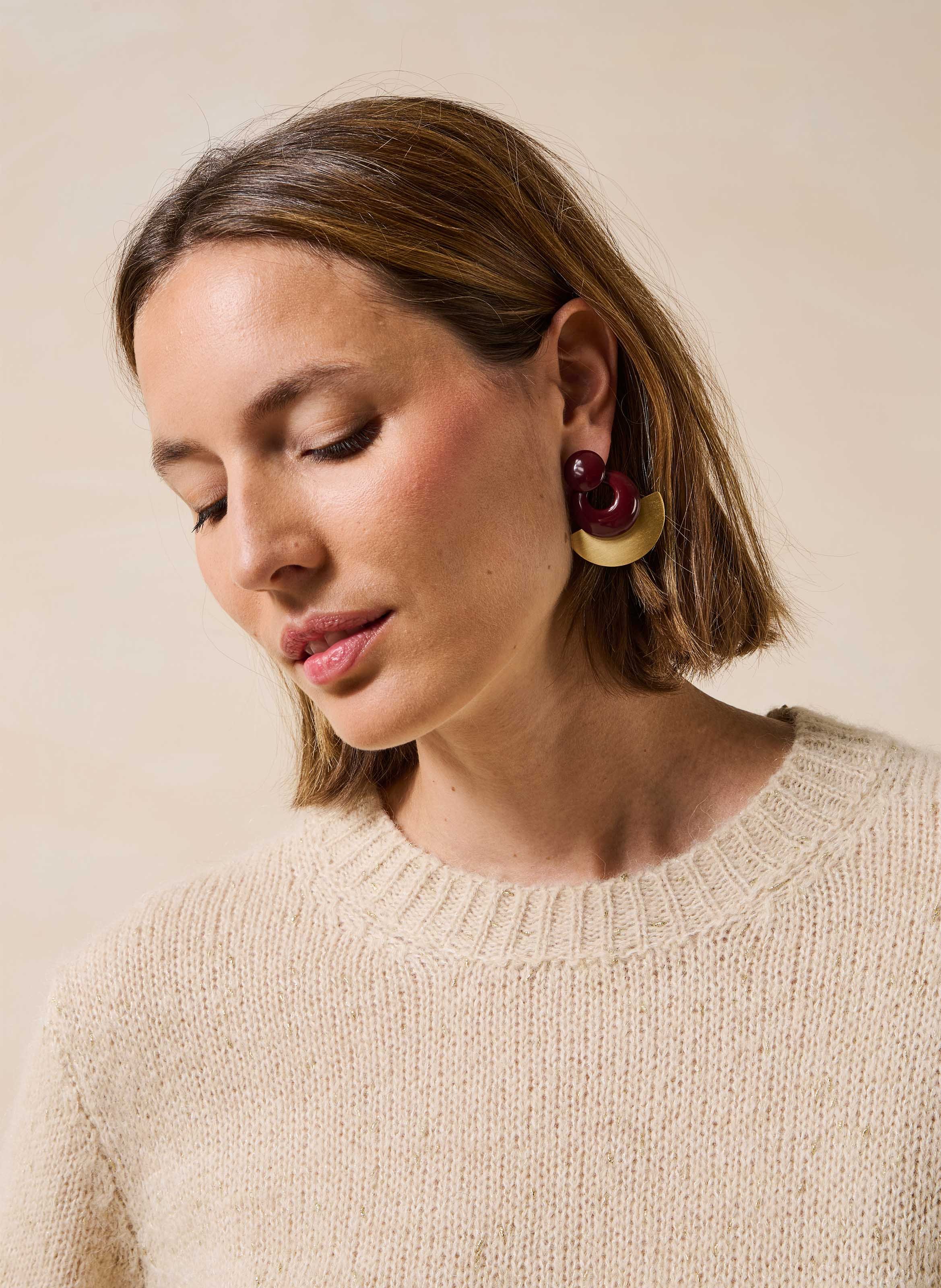 Geometric chandelier earrings LA FEE MARABOUTEE Red