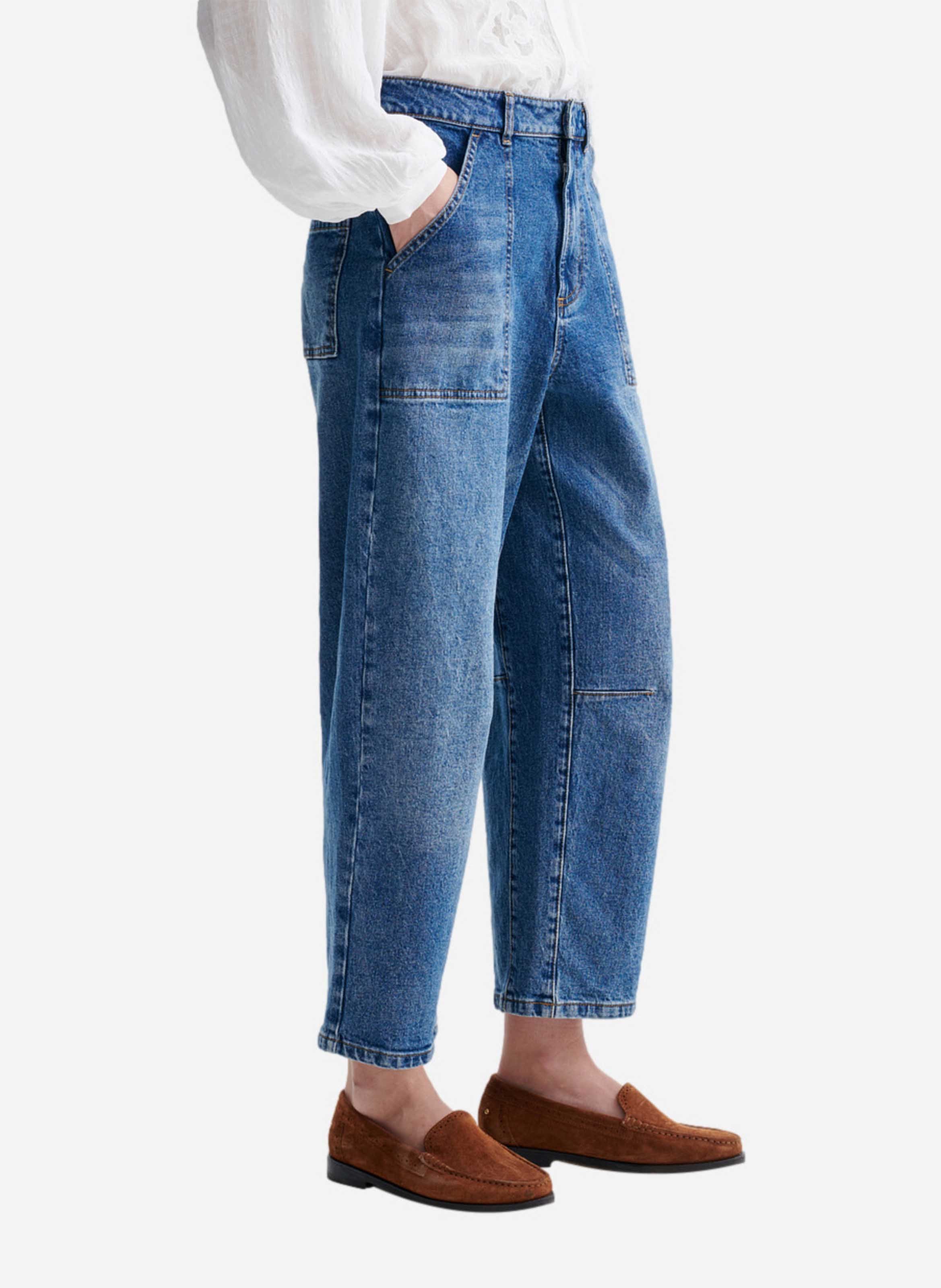 Jean cropped cargo en coton mélangé VANESSA BRUNO Bleu