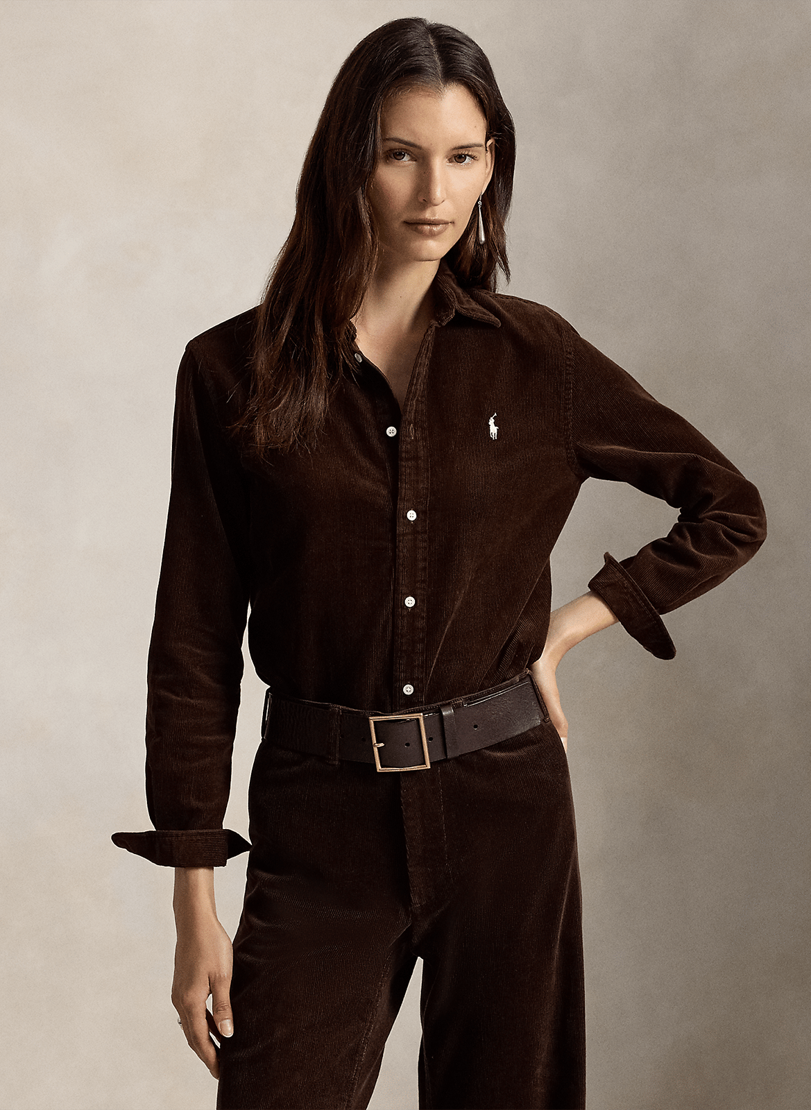 Bedrucktes Hemd mit klassischem Kragen POLO RALPH LAUREN Braun