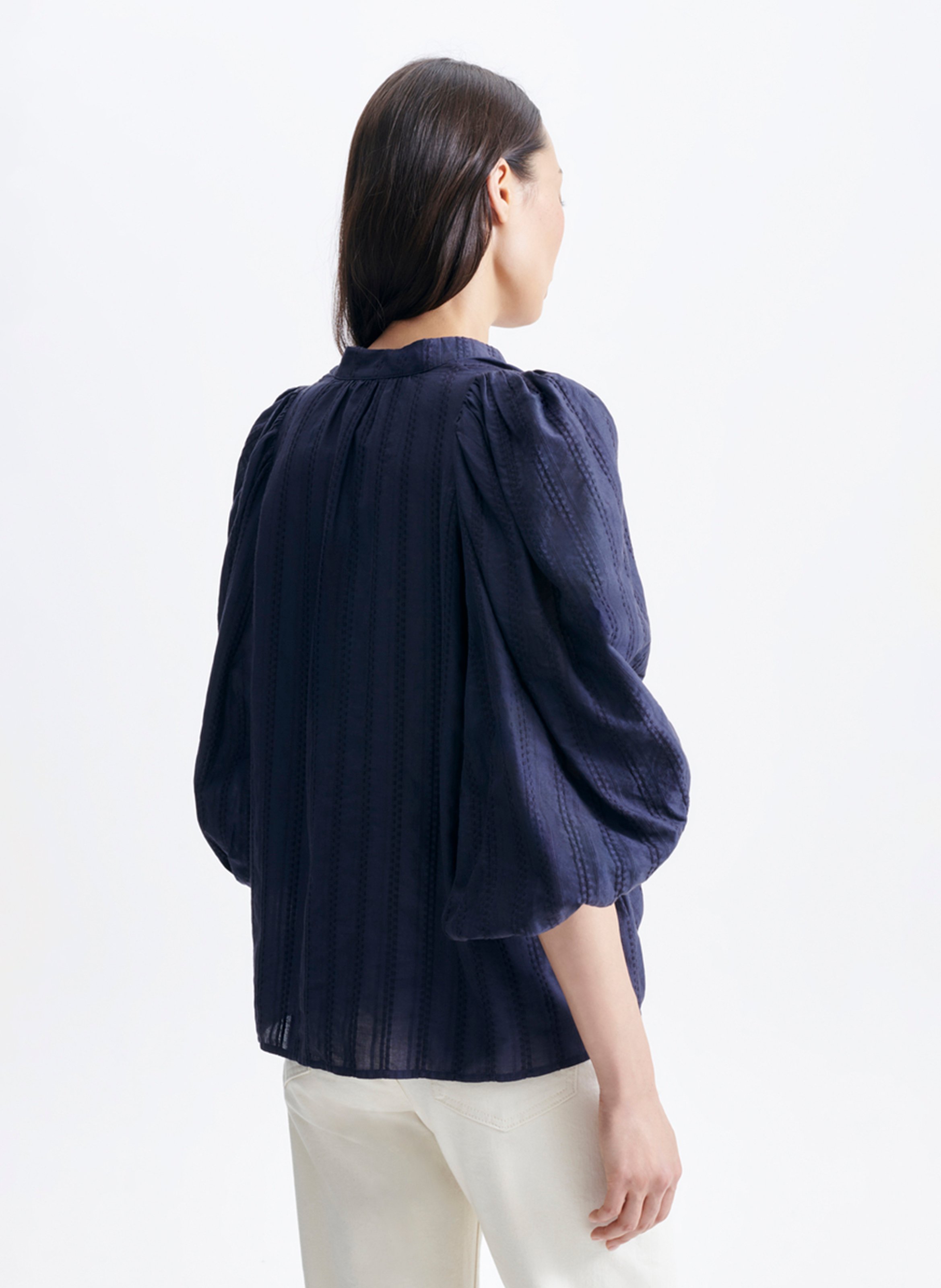 Baumwollbluse mit V-Ausschnitt VANESSA BRUNO Blau
