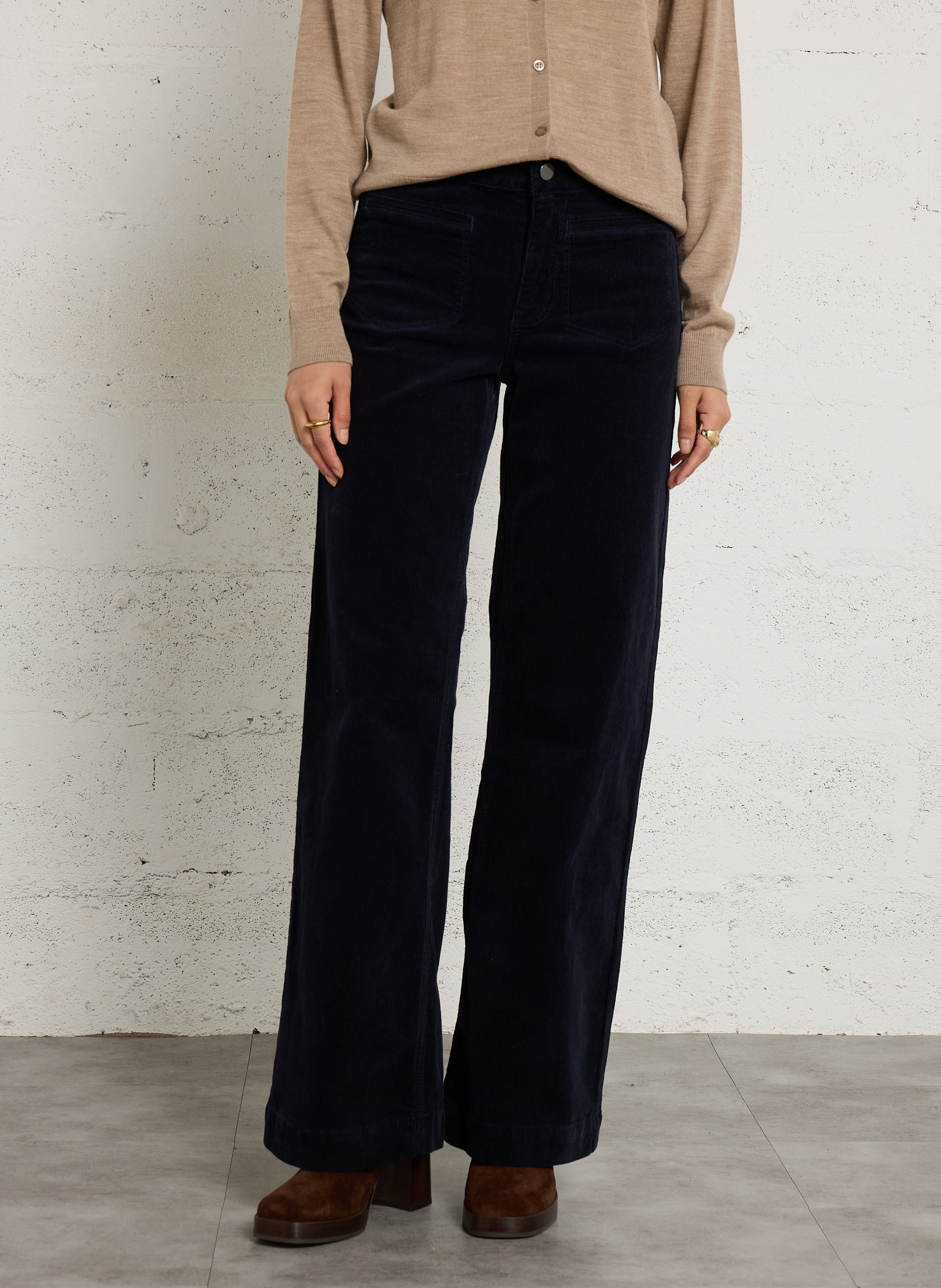 Wijde broek van katoenmix MAISON 123 Blauw