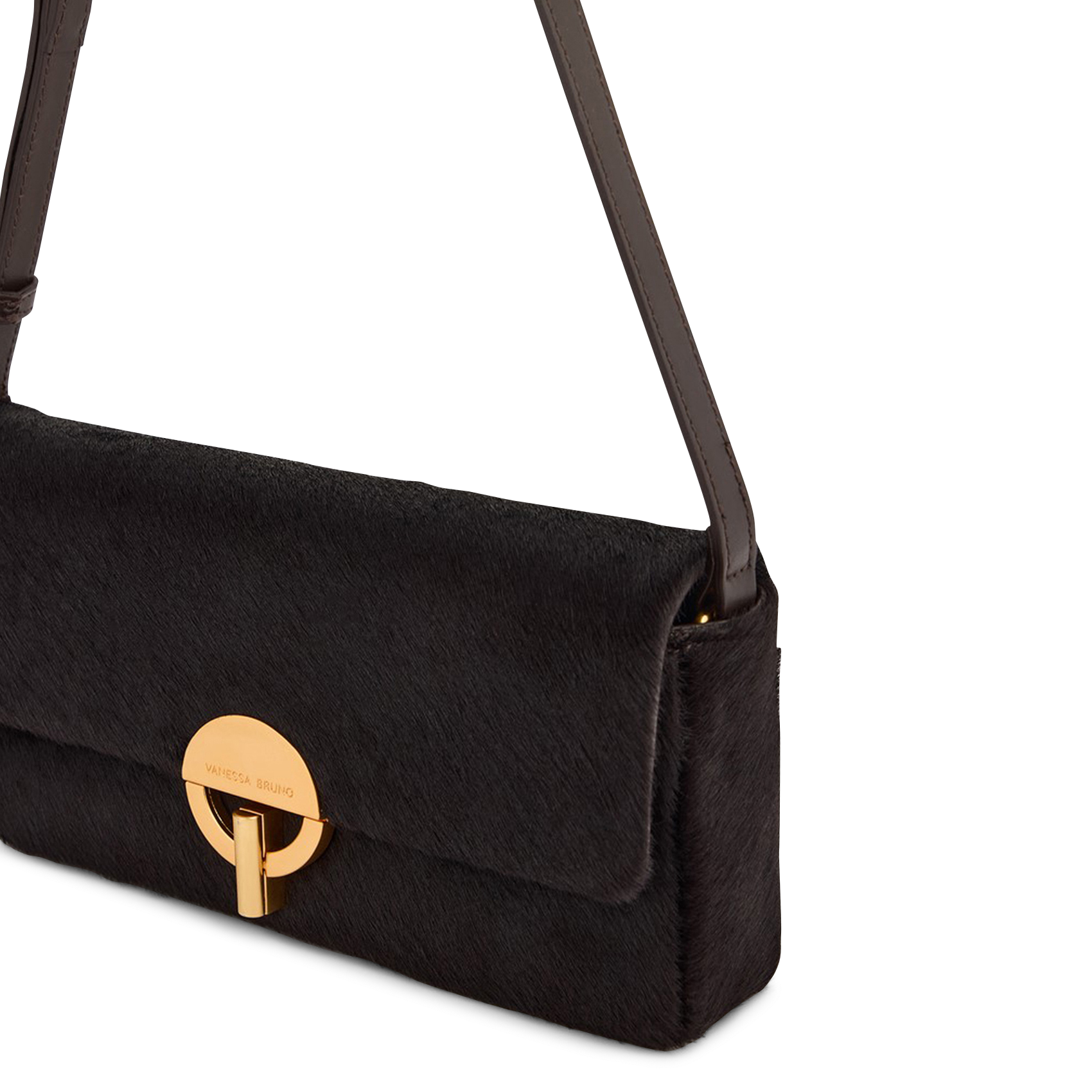 Sac bandoulière à rabat en cuir VANESSA BRUNO Marron