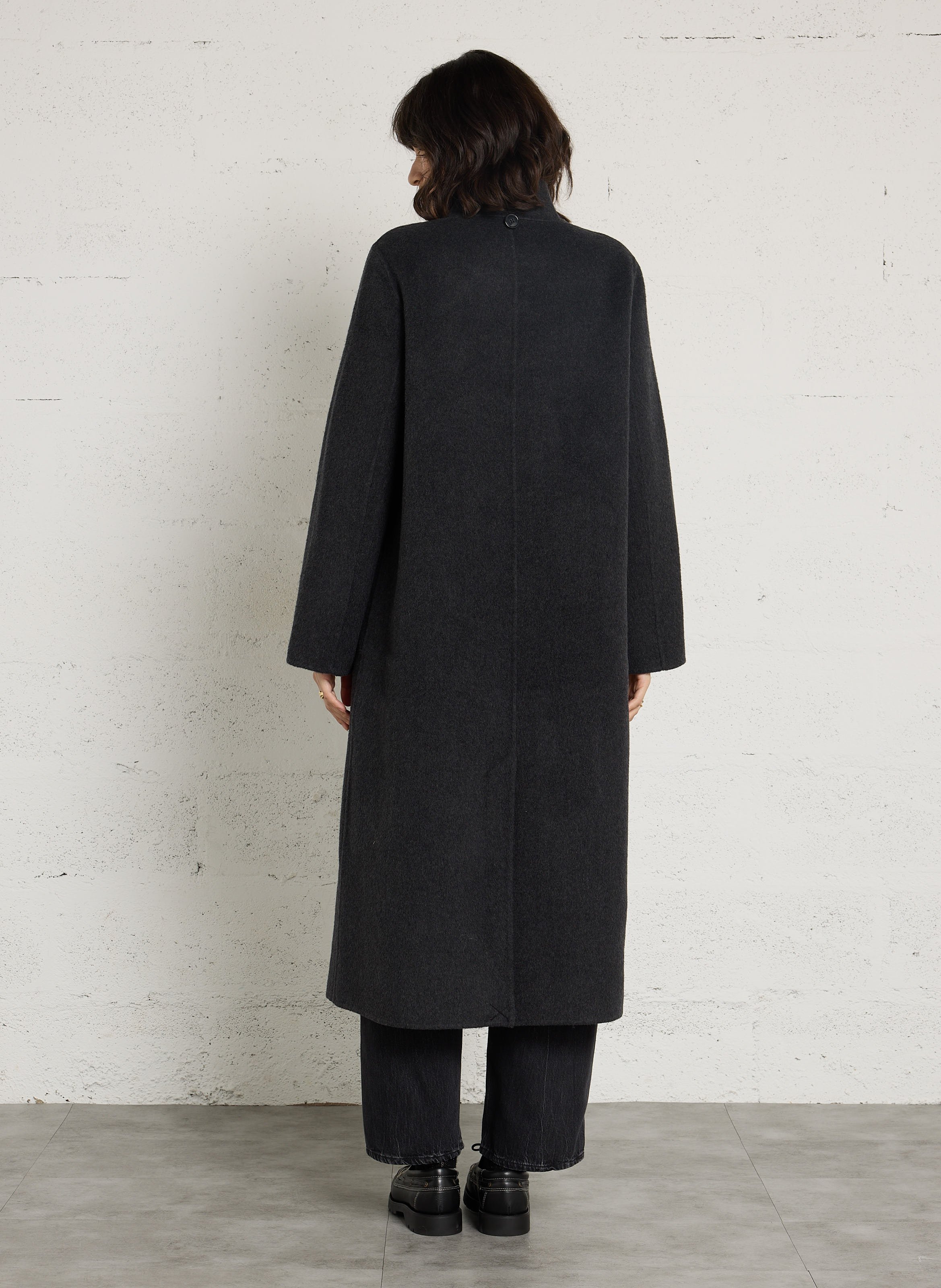 Manteau long oversize en laine mélangée DES PETITS HAUTS Gris