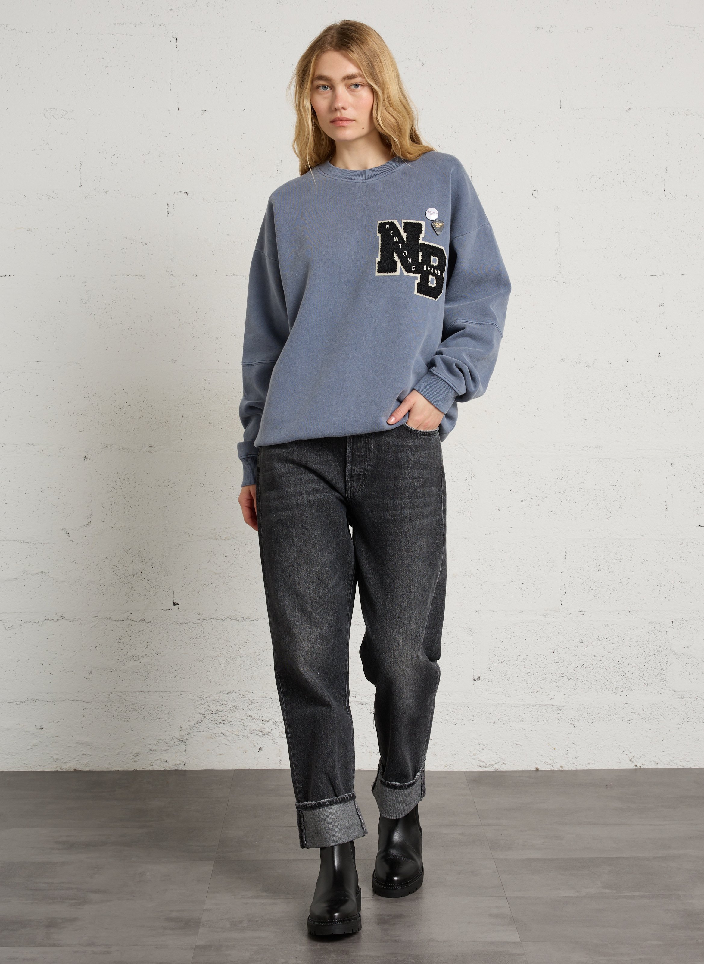 Sweat col rond ample en coton mélangé NEWTONE Orange
