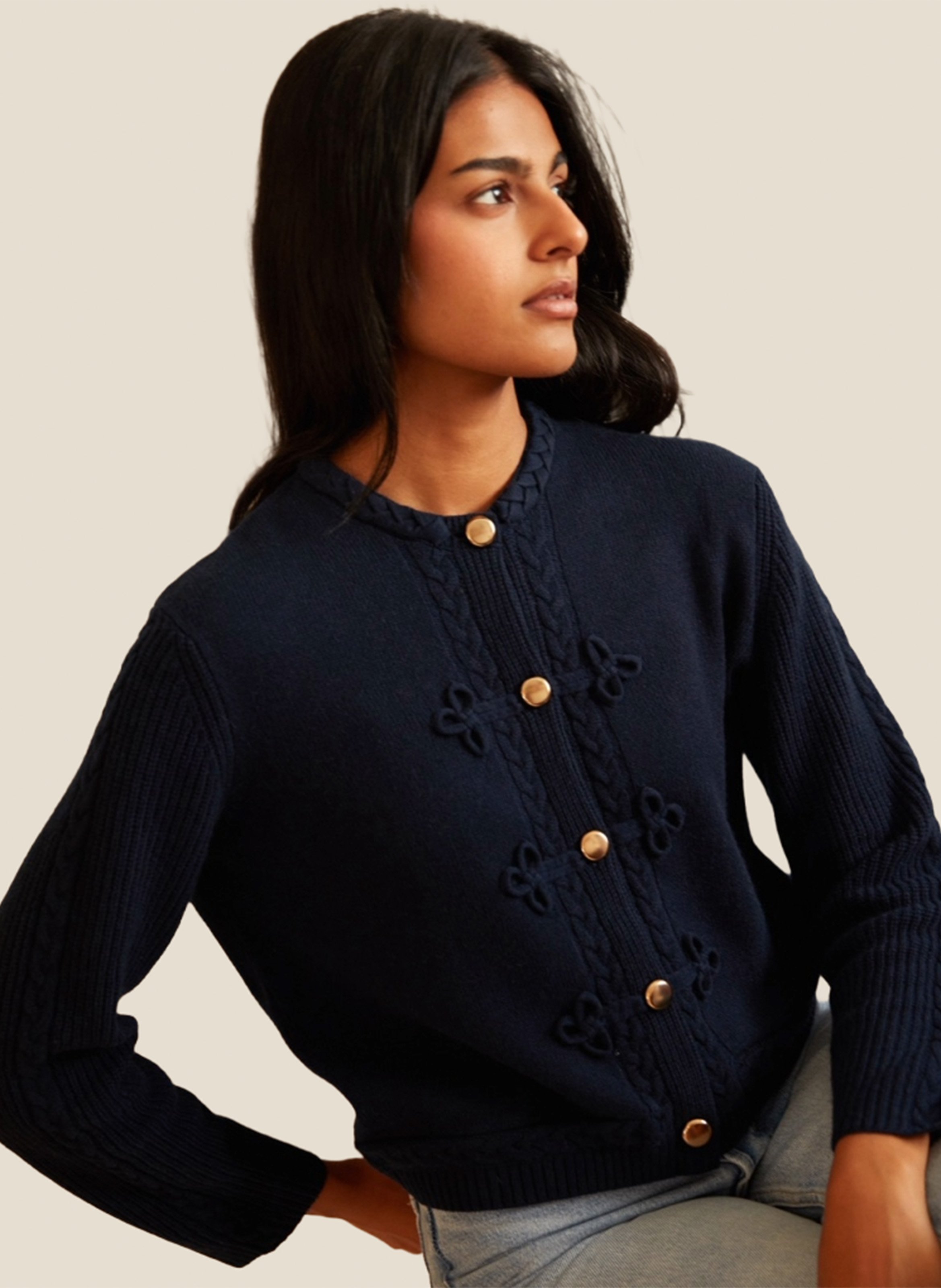 Straight round-neck cashmere cardigan HIRCUS