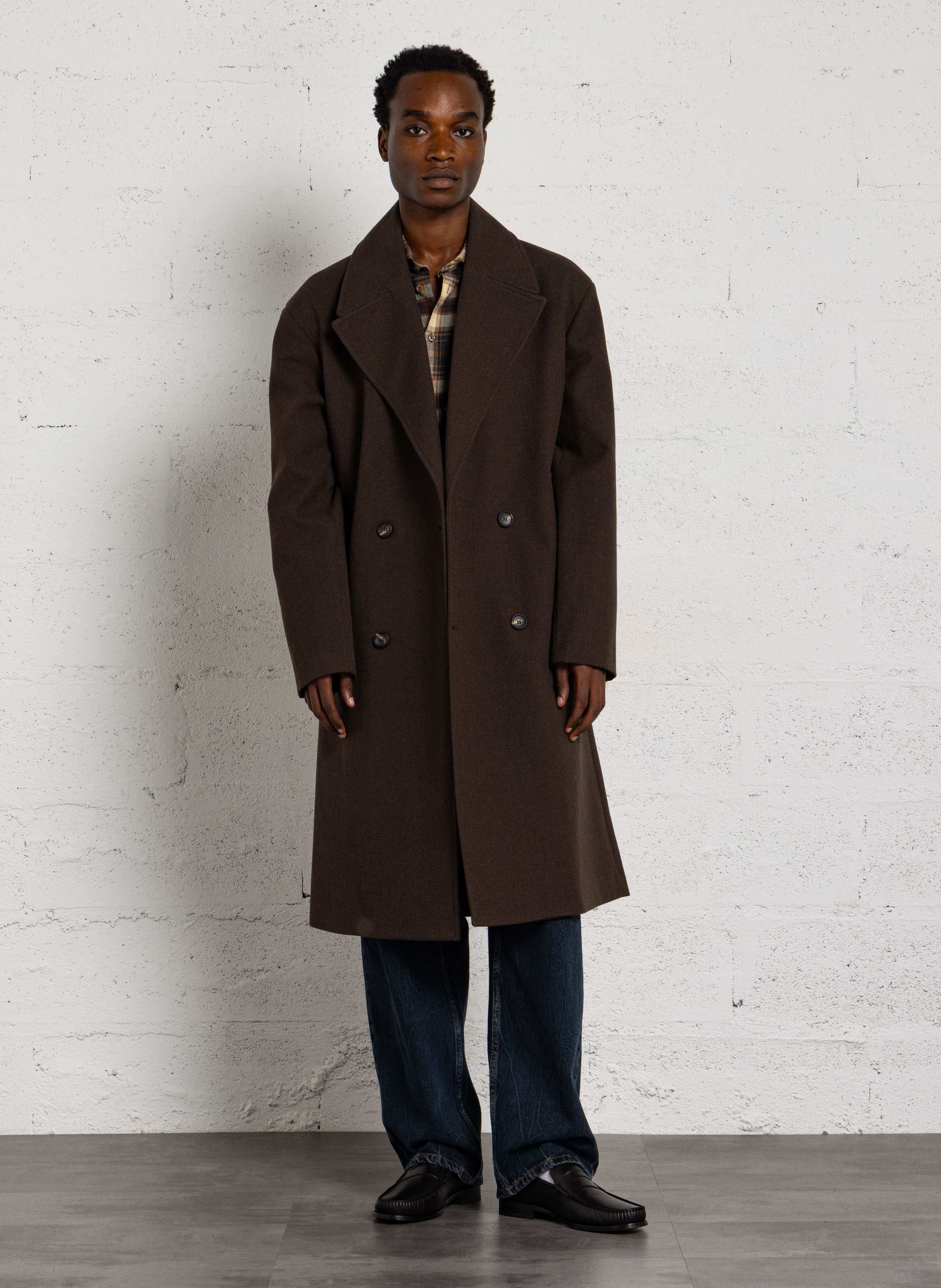 Manteau long col tailleur à double-boutonnage IMPERIAL Marron
