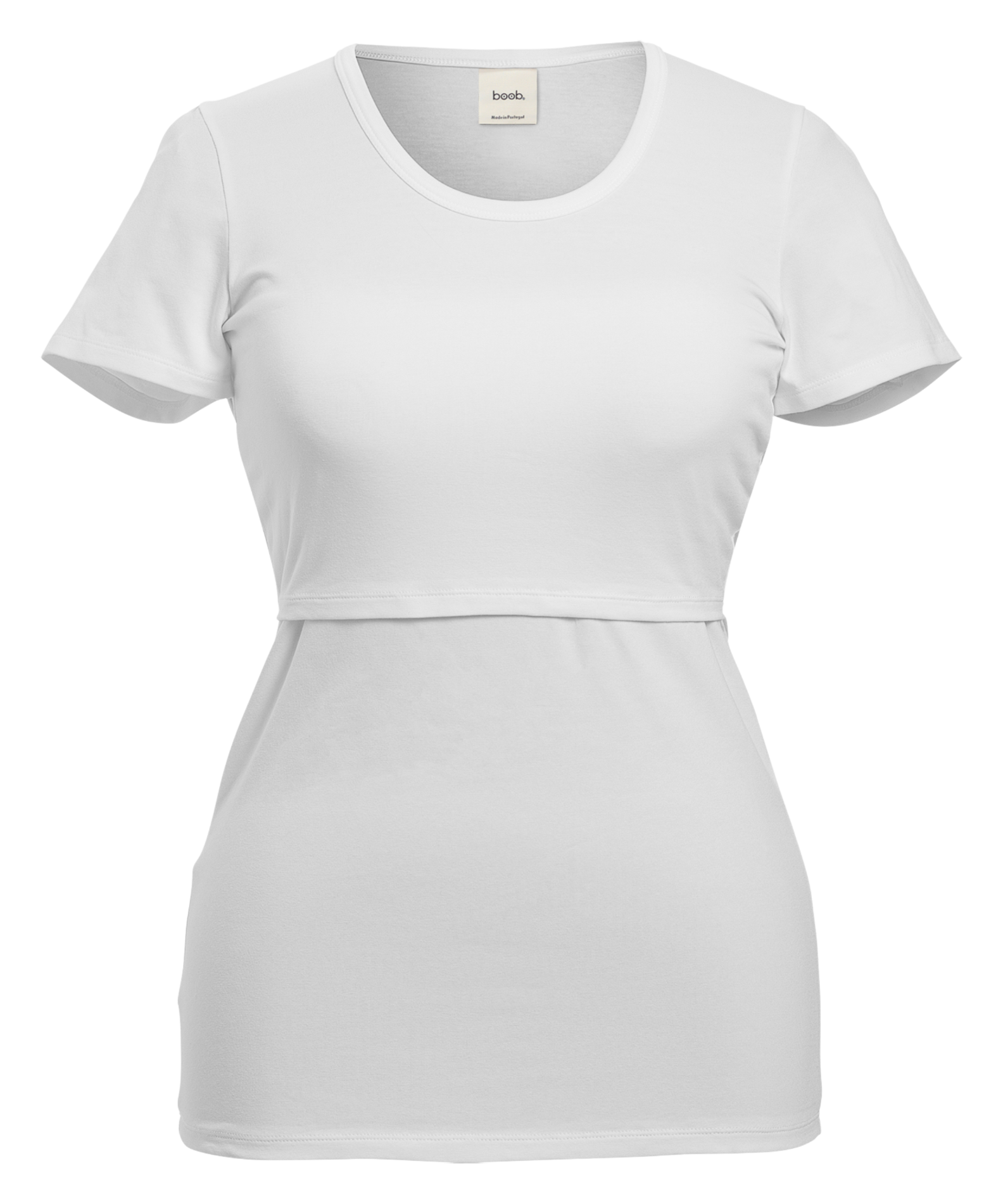 Cotton-blend round-neck maternity and nursing T-shirt BOOB White