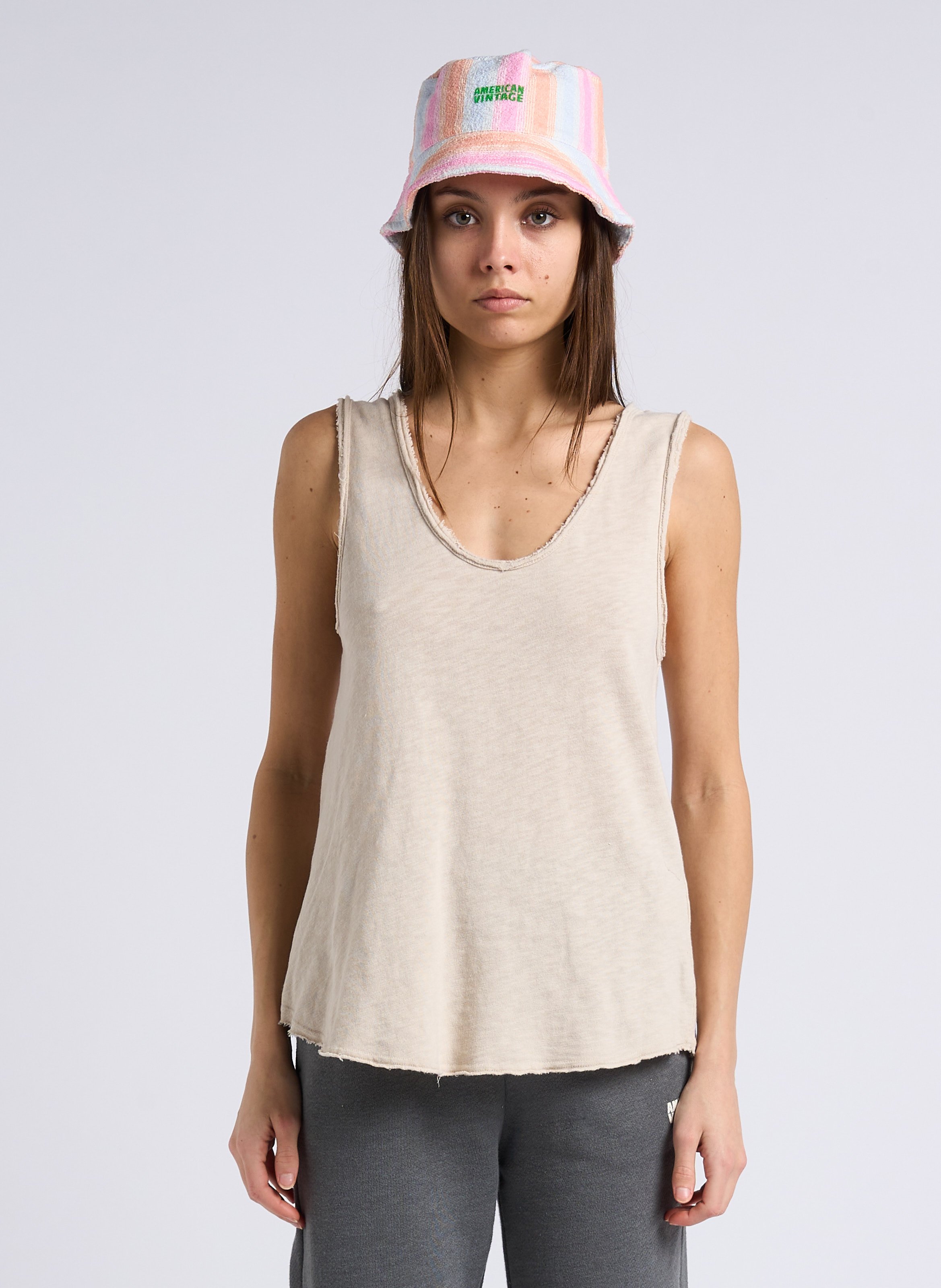 Débardeur col rond droit en coton AMERICAN VINTAGE