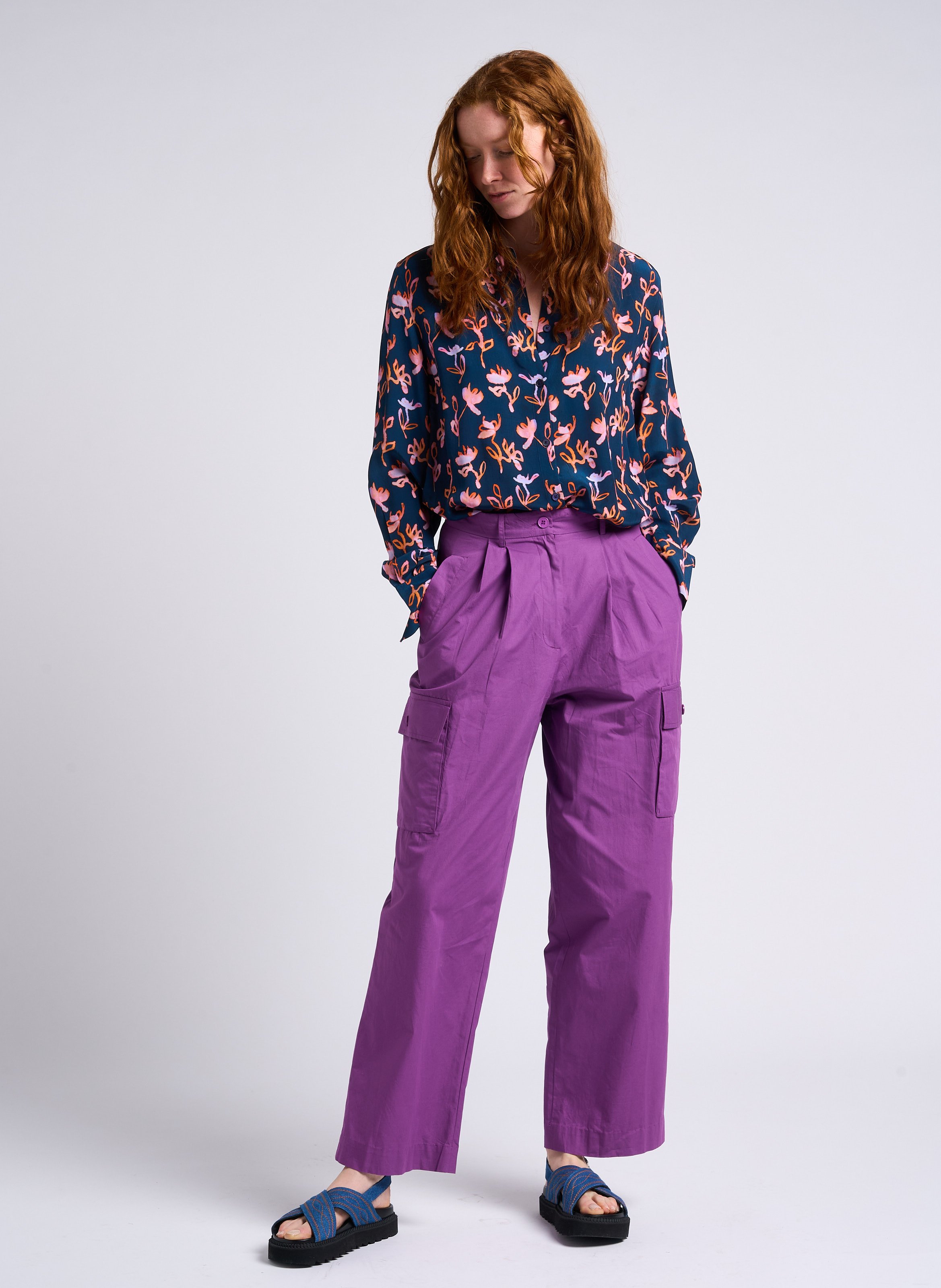 Pantalon cargo en coton ANTIK BATIK Violet