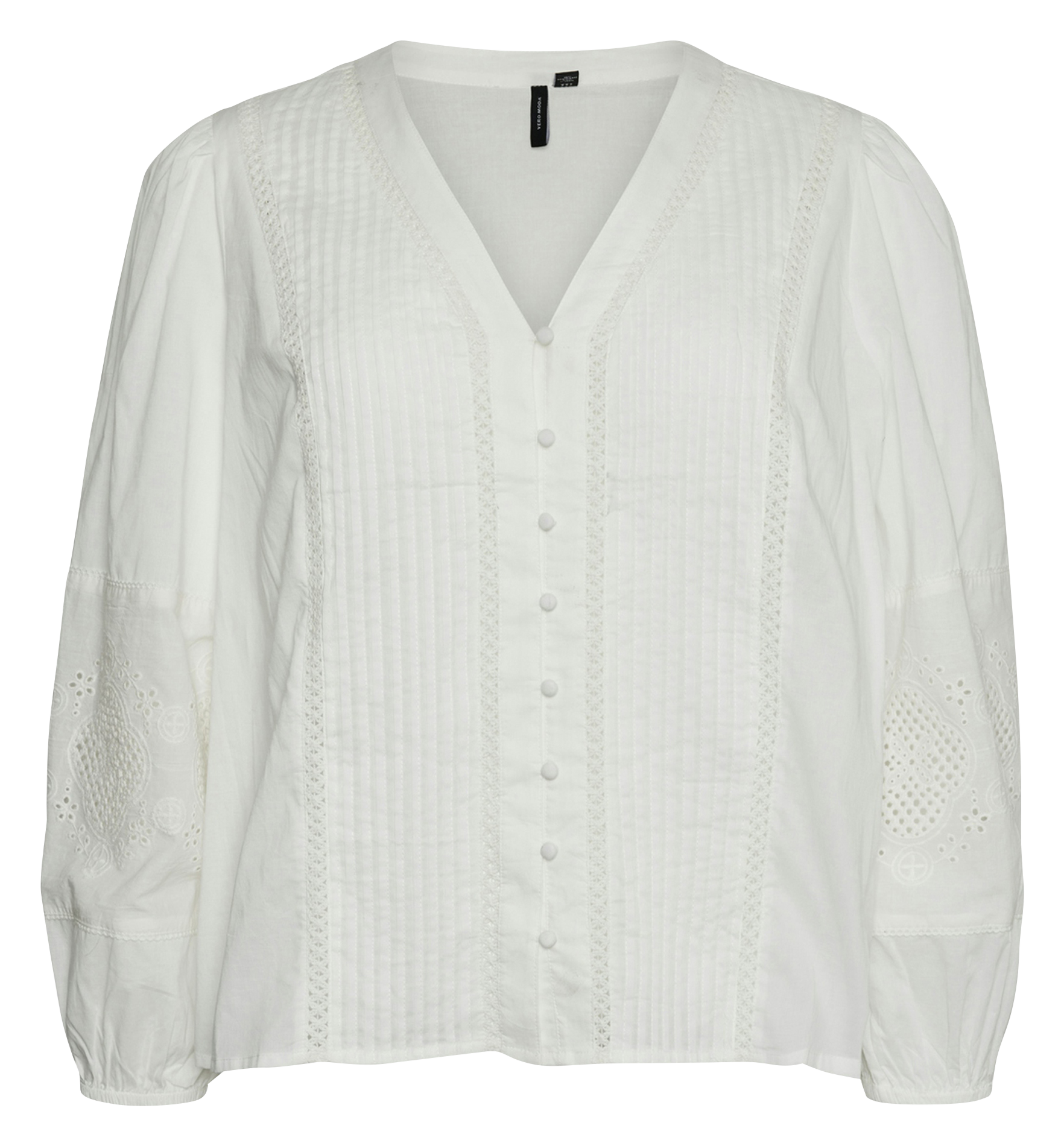 V-neck cotton shirt White