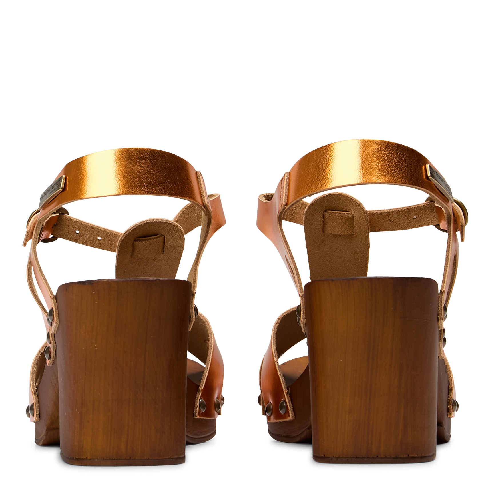 Sandales à talon en cuir métallisé LES TROPEZIENNES PAR M.BELARBI Orange