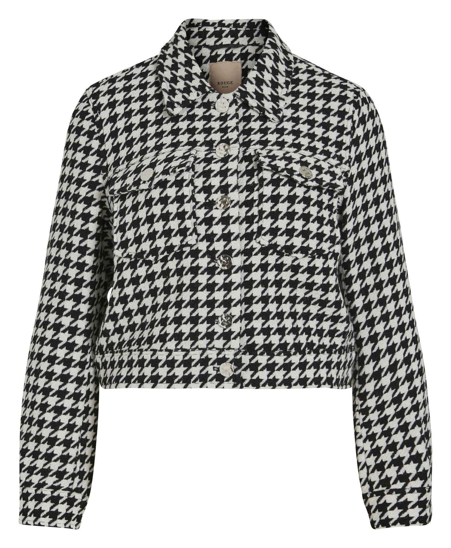 Printed straight wool blend jacket VILA Grey