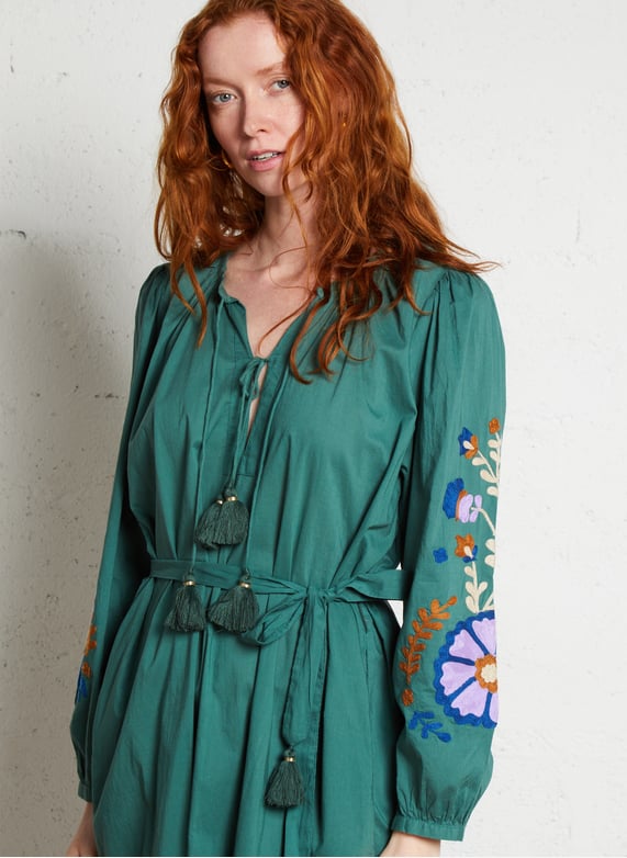 V-Neck organic cotton midi dress Green Louise misha - Women | Place des Tendances V-Neck organic cotton midi dress Green Louise misha - Women | Place des Tendances