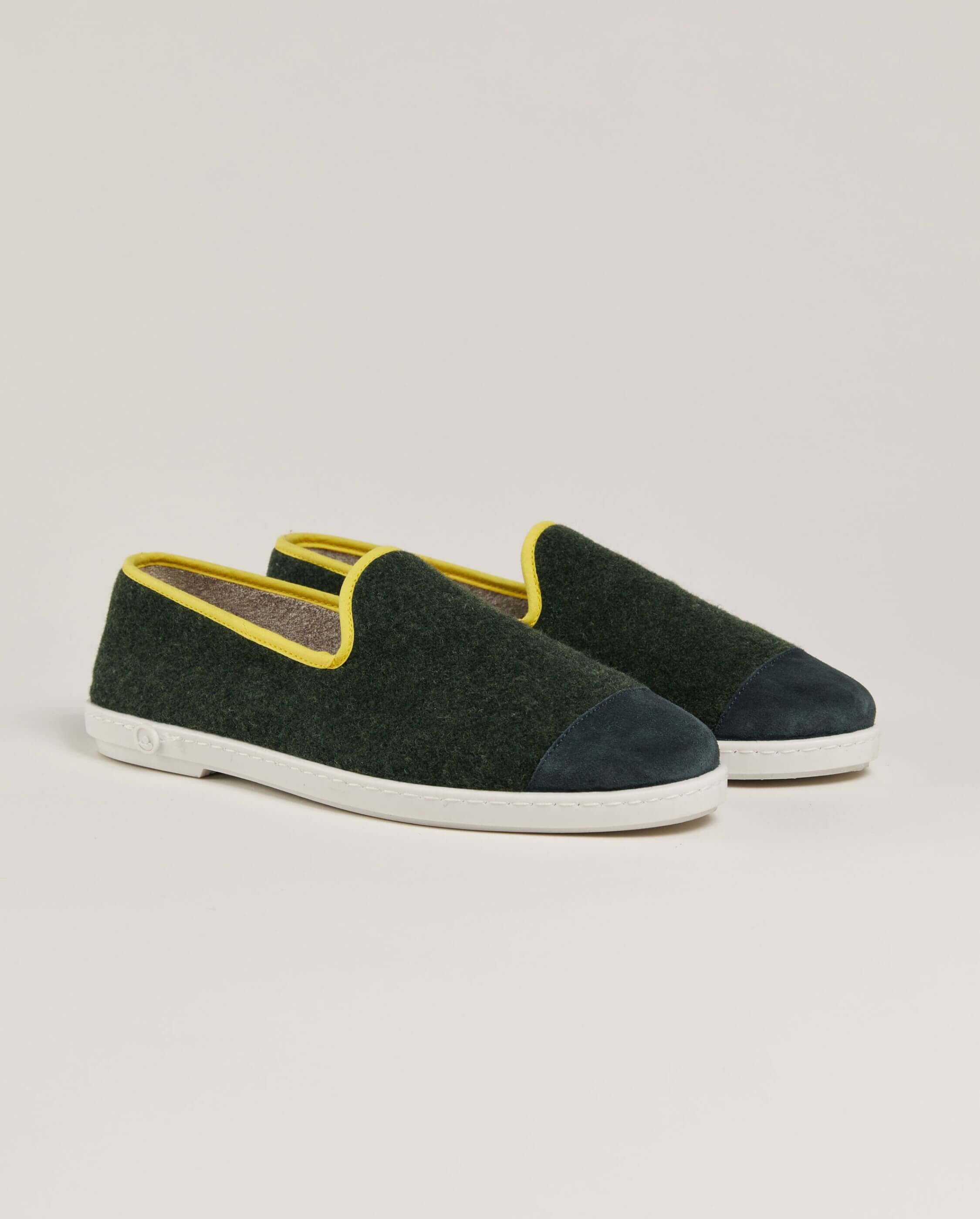 Men's wool slipper, green yellow ANGARDE Green