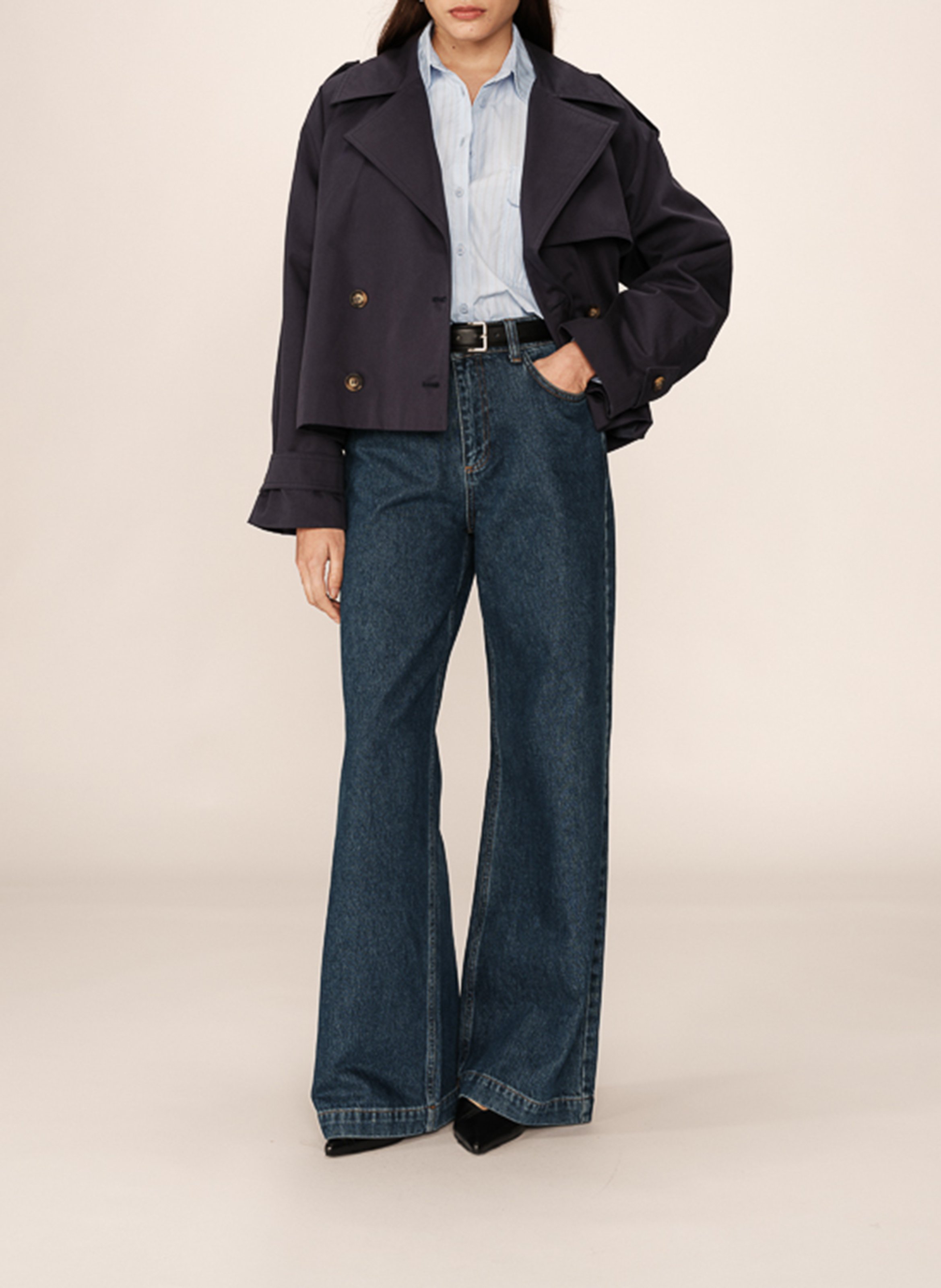 Oversized cotton trench coat GRACE ET MILA Blue