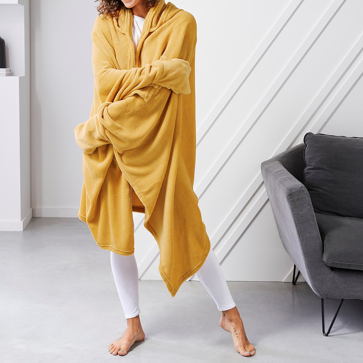 Plain hooded throw TODAY LINGE DE MAISON Yellow