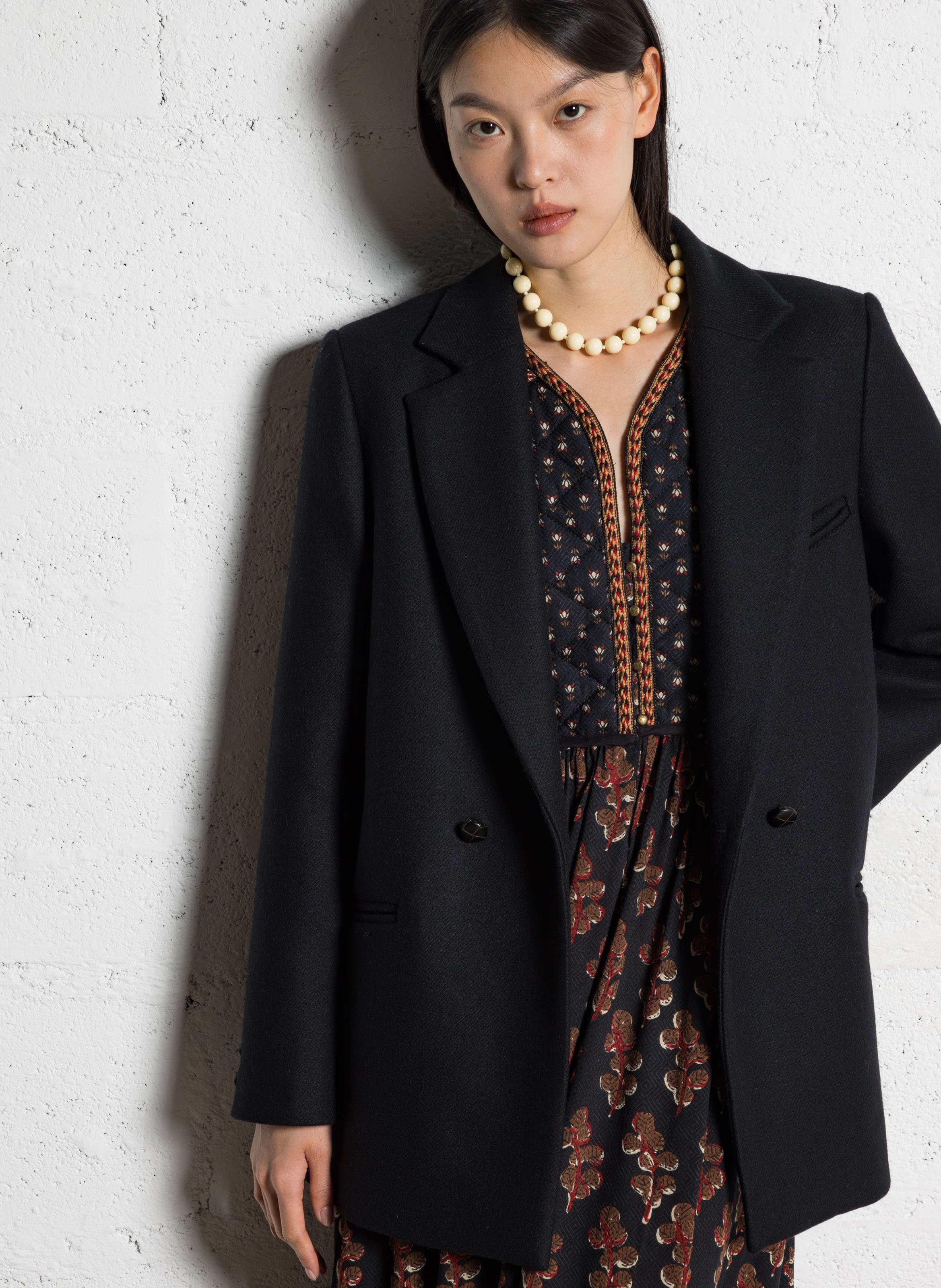 Long floral print viscose dress MAISON HOTEL Black