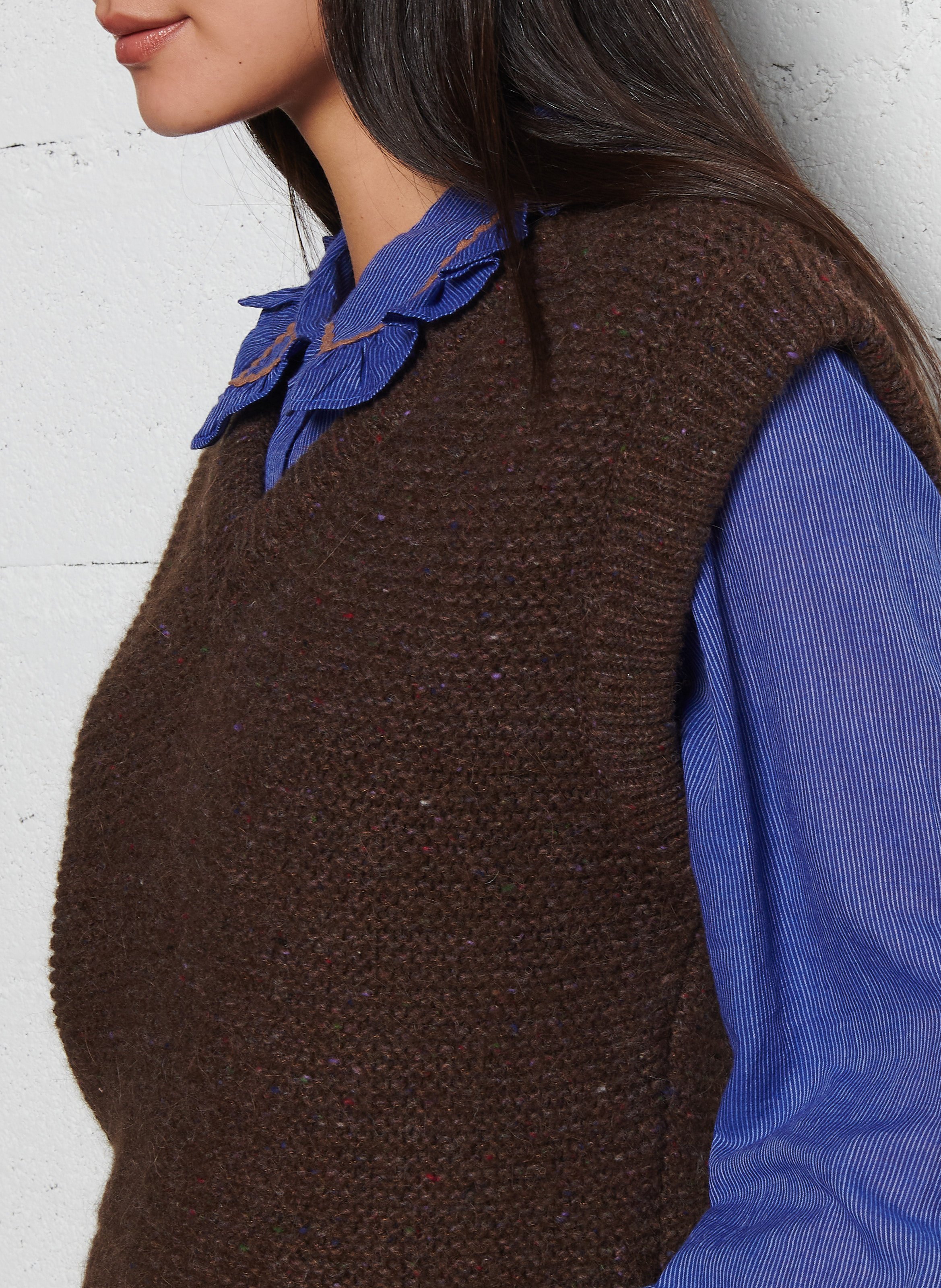 Pullunder aus Wollmix mit V-Ausschnitt EMILE ET IDA Braun